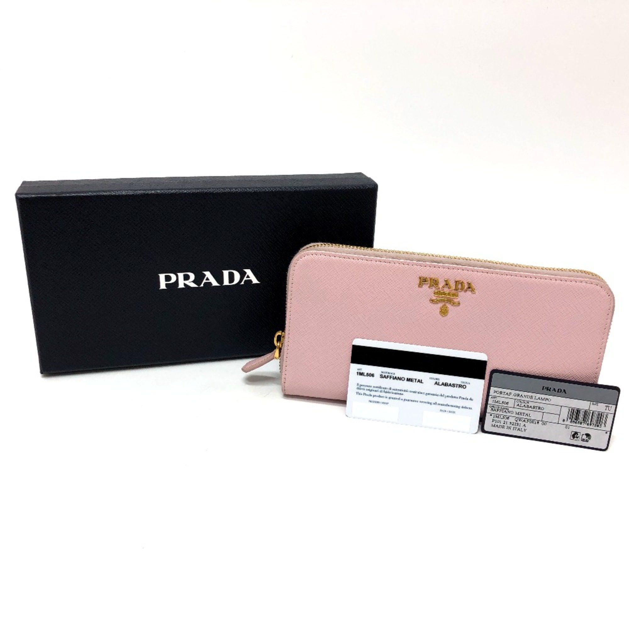 Prada PRADA 1ML506 logo Zip Around Long Wallet pink GoldHardware Size ONE SIZE - 12 Thumbnail