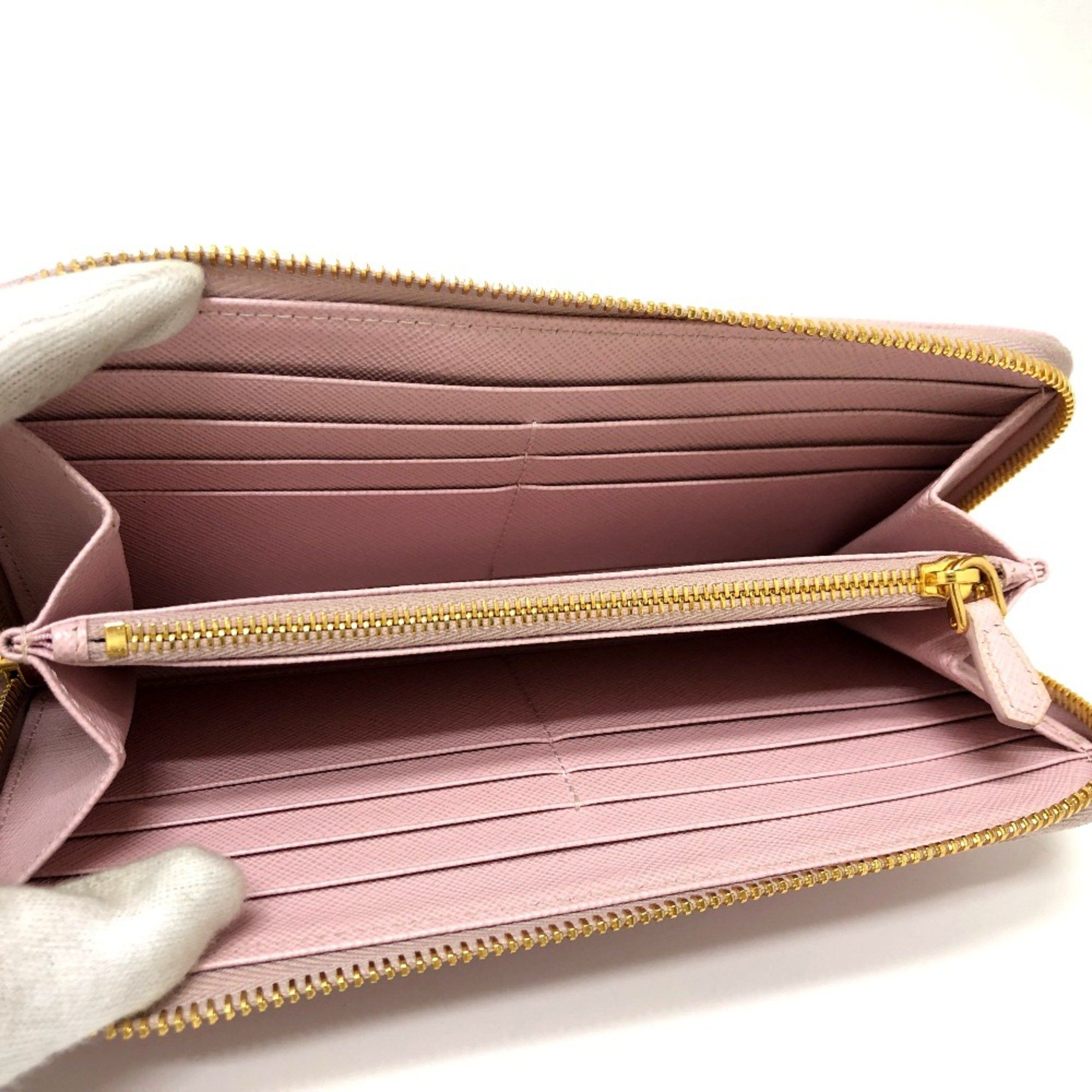 Prada PRADA 1ML506 logo Zip Around Long Wallet pink GoldHardware Size ONE SIZE - 9 Thumbnail