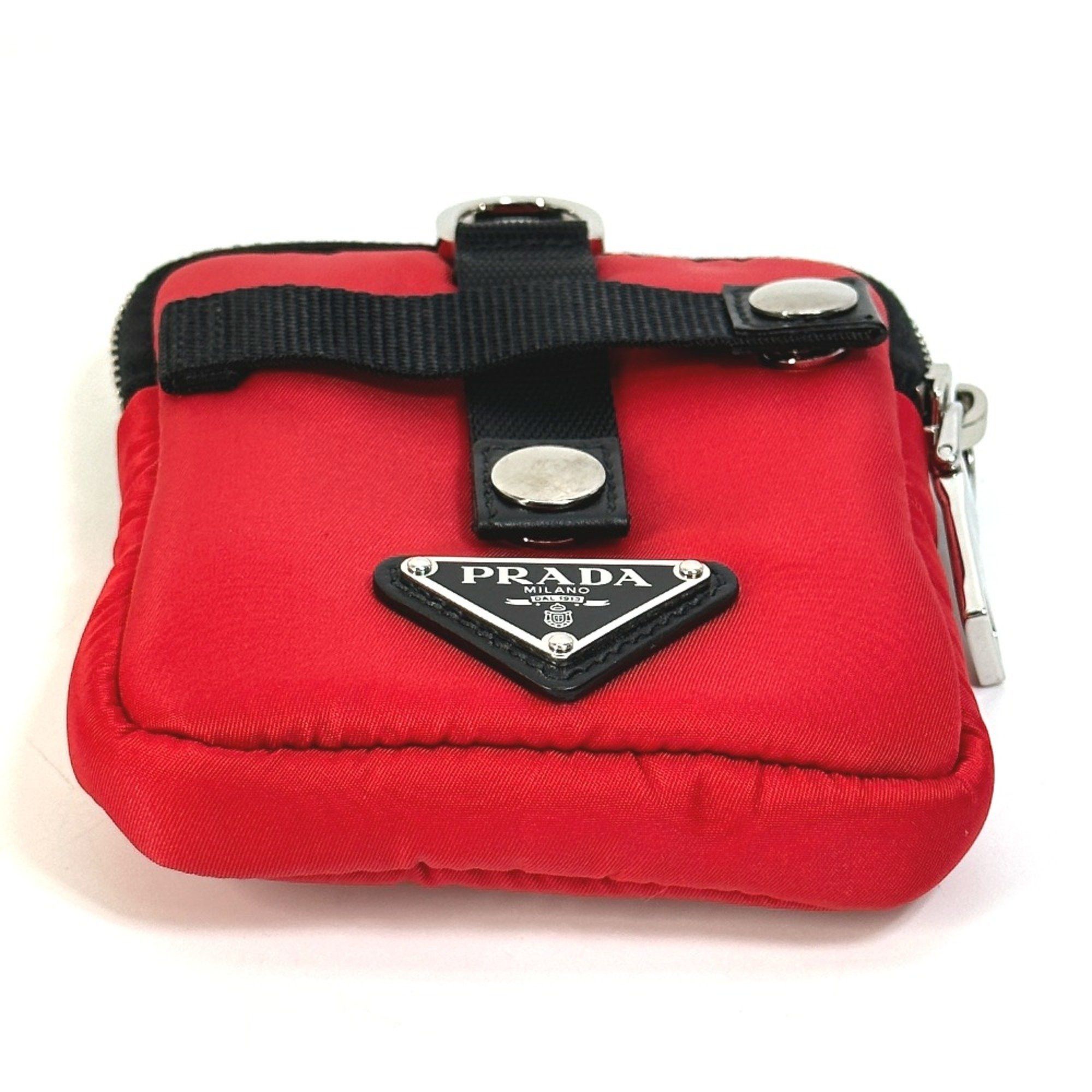 Prada PRADA 2NA026 triangle logo triangle logo plate Bicolor Pouch Red Black Size ONE SIZE - 3 Thumbnail