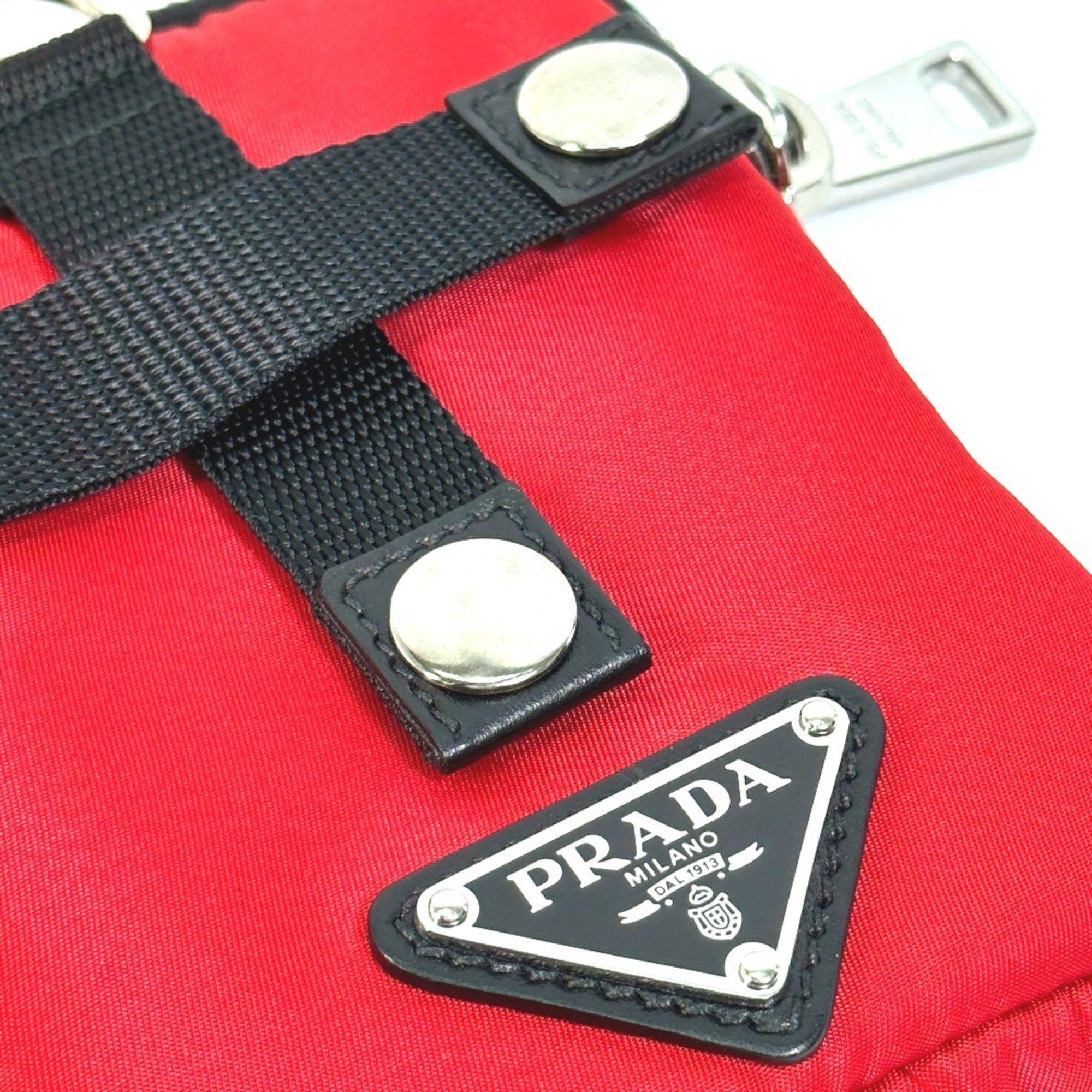 Prada PRADA 2NA026 triangle logo triangle logo plate Bicolor Pouch Red Black Size ONE SIZE - 6 Thumbnail