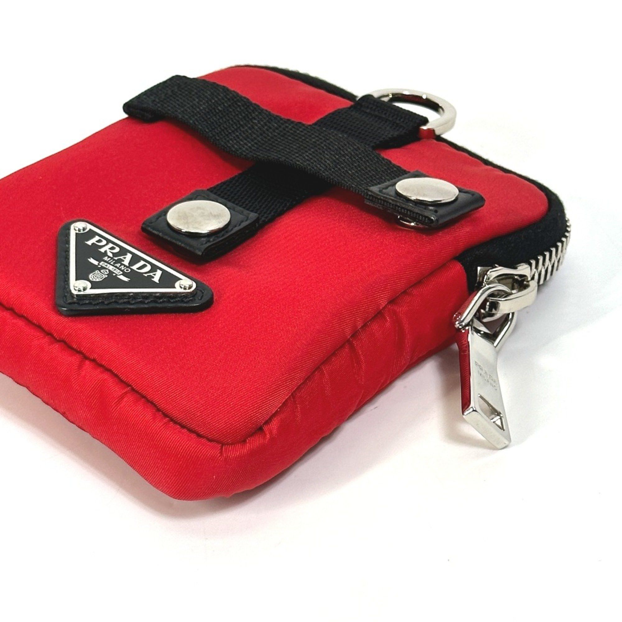 Prada PRADA 2NA026 triangle logo triangle logo plate Bicolor Pouch Red Black Size ONE SIZE - 4 Thumbnail