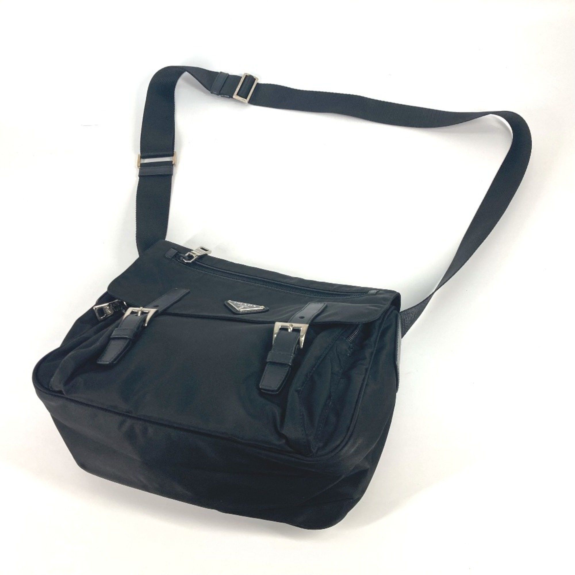 Prada PRADA BT0713 triangle logo triangle logo plate Crossbody bag Pochette Shoulder Bag Black Size ONE SIZE - 9 Thumbnail