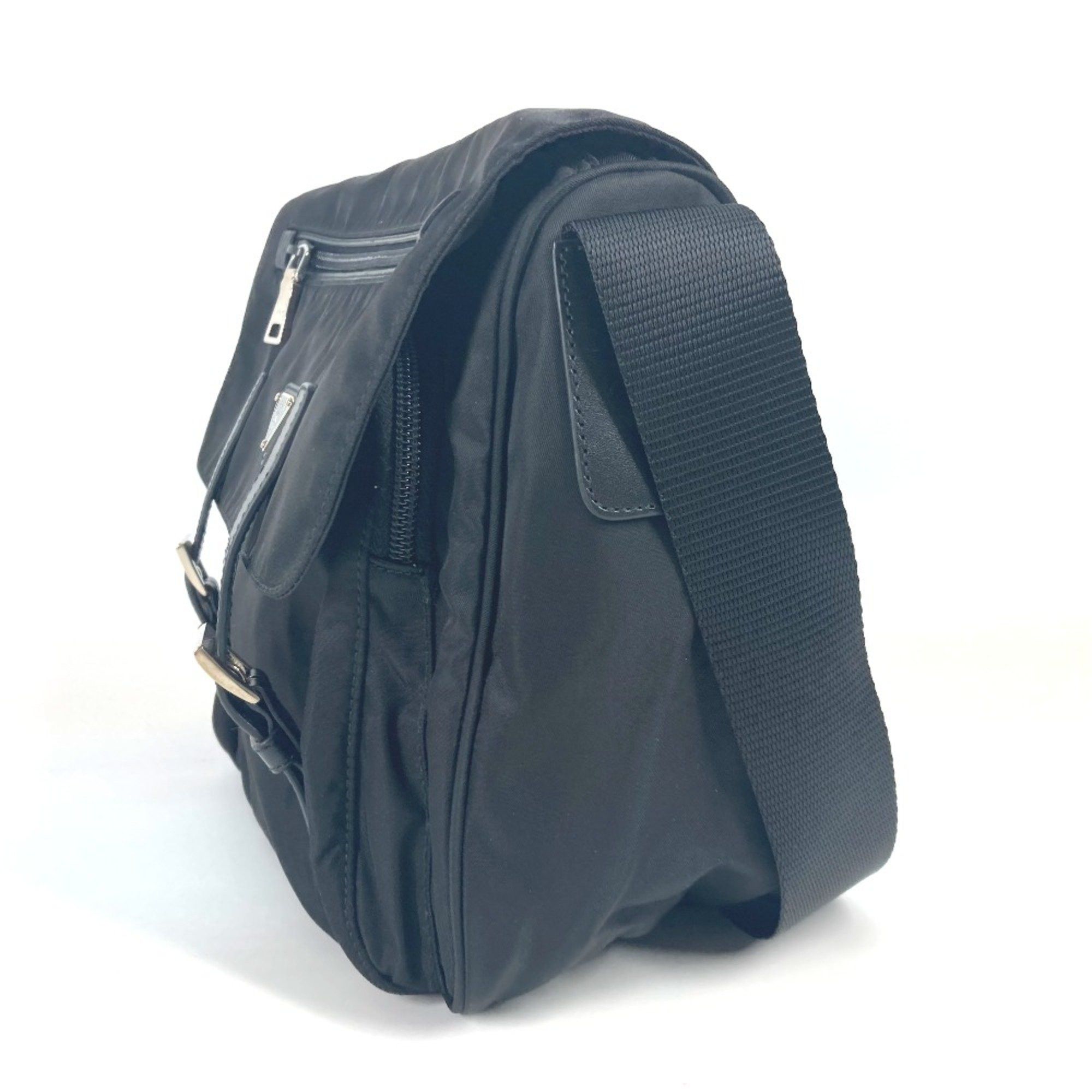 Prada PRADA BT0713 triangle logo triangle logo plate Crossbody bag Pochette Shoulder Bag Black Size ONE SIZE - 3 Thumbnail