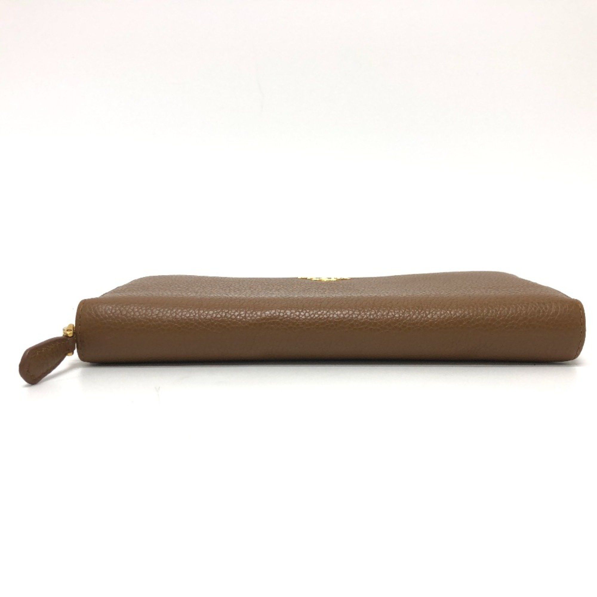Prada PRADA 1M0506 Zip Around Long Wallet Brown GoldHardware Size ONE SIZE - 4 Thumbnail