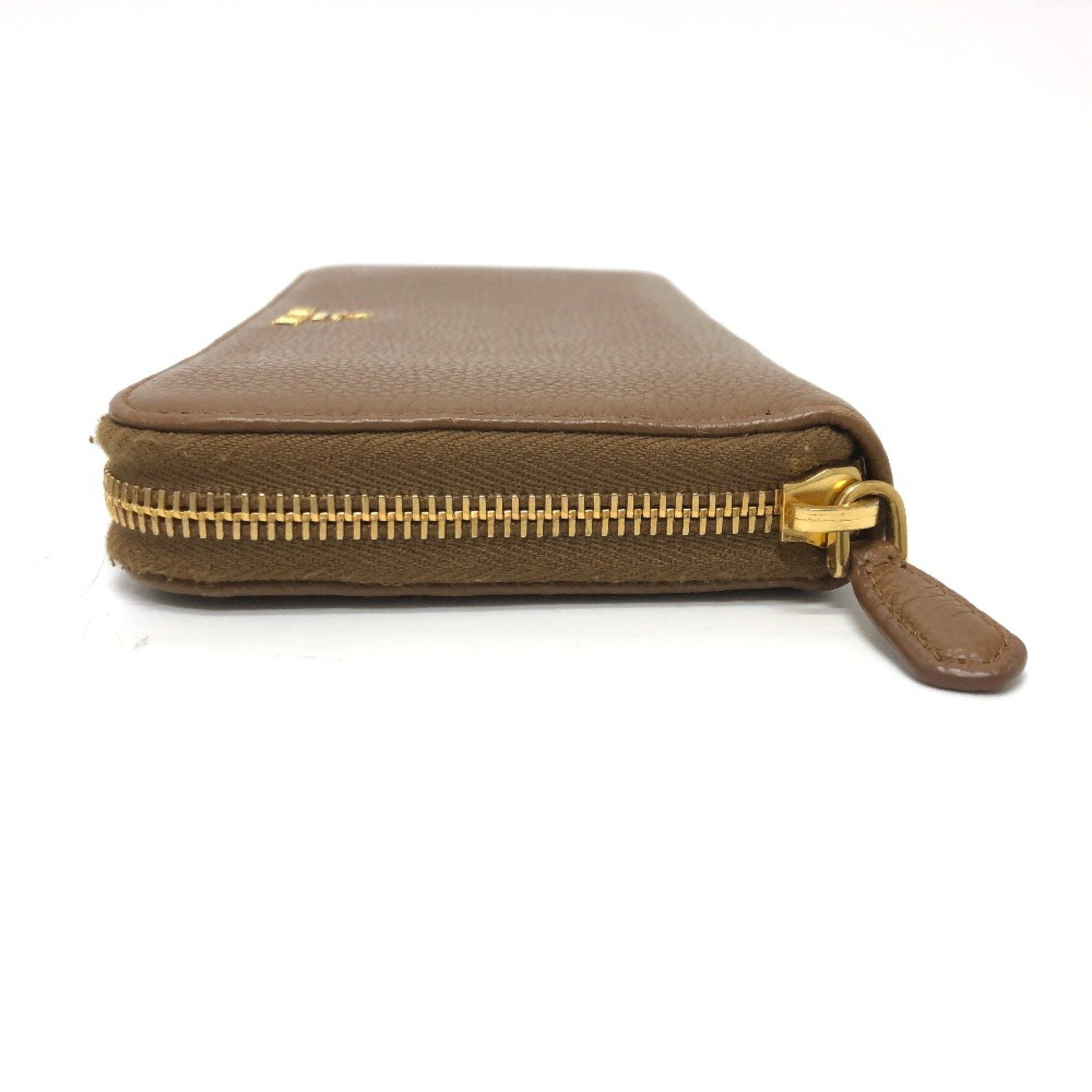 Prada PRADA 1M0506 Zip Around Long Wallet Brown GoldHardware Size ONE SIZE - 3 Thumbnail