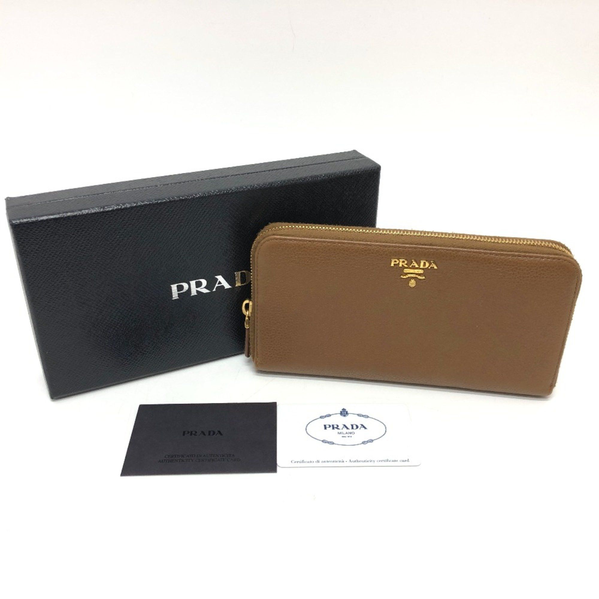 Prada PRADA 1M0506 Zip Around Long Wallet Brown GoldHardware Size ONE SIZE - 12 Thumbnail