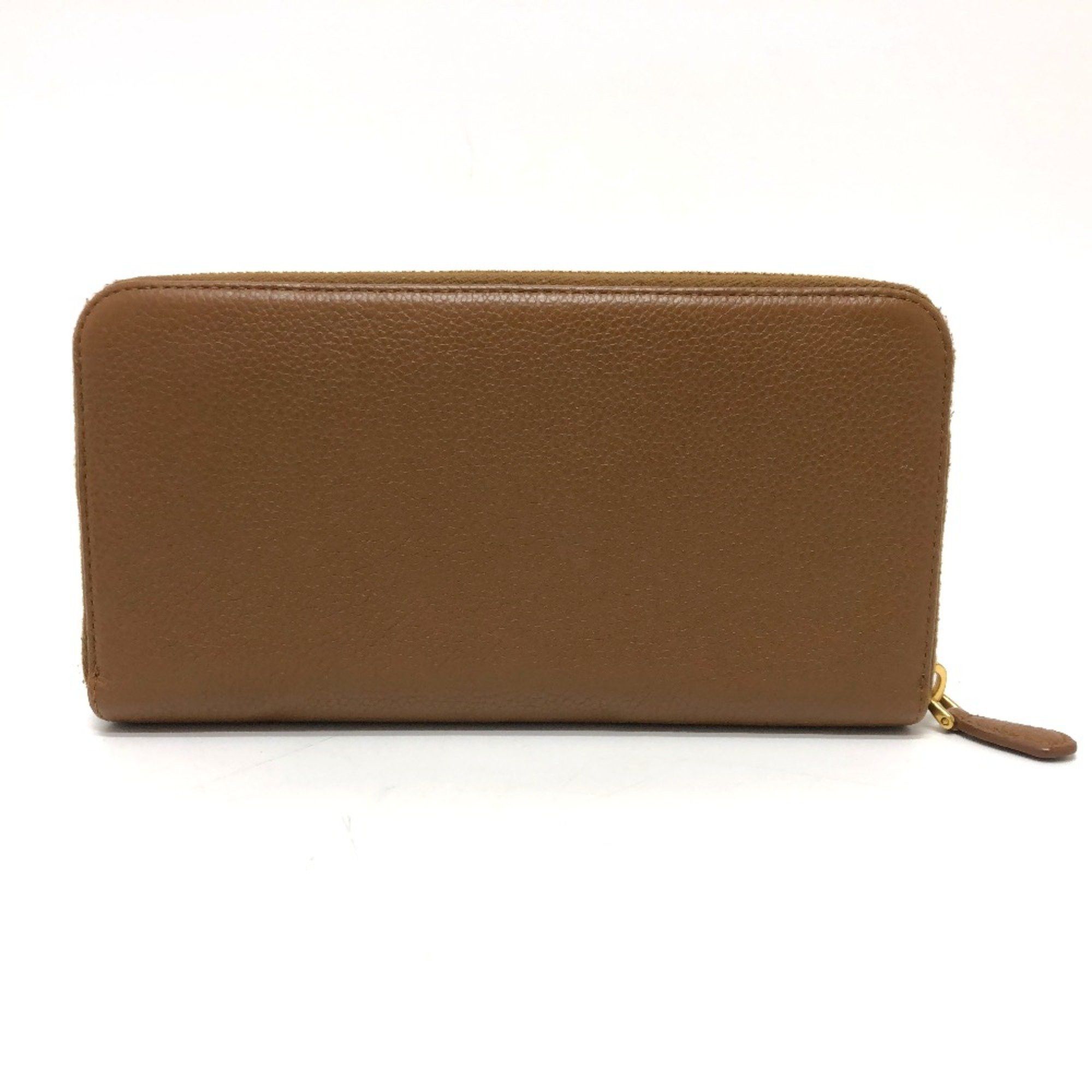 Prada PRADA 1M0506 Zip Around Long Wallet Brown GoldHardware Size ONE SIZE - 2 Thumbnail
