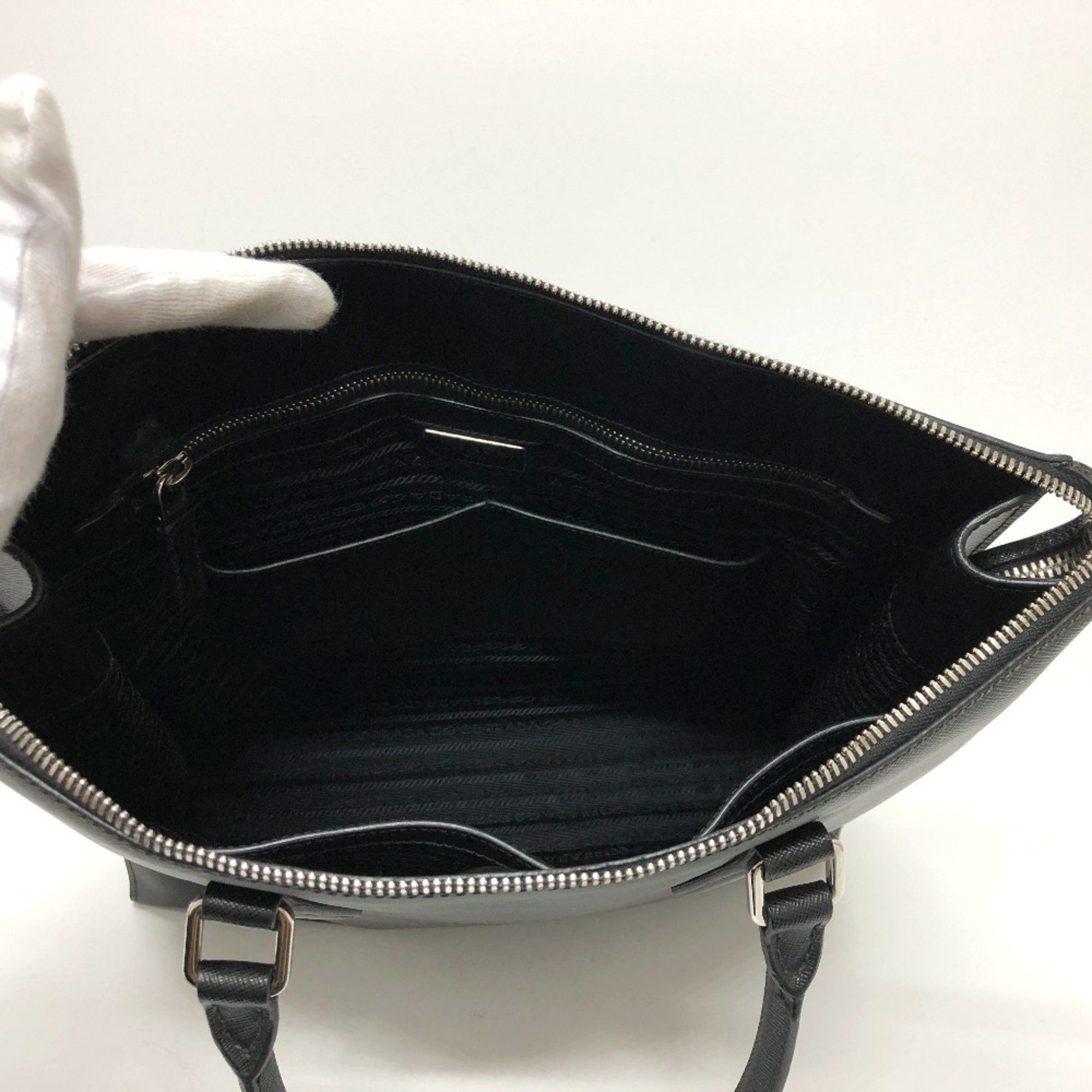 Prada PRADA 2VG079 logo bag handbag Tote Bag Black SilverHardware Size ONE SIZE - 10 Thumbnail