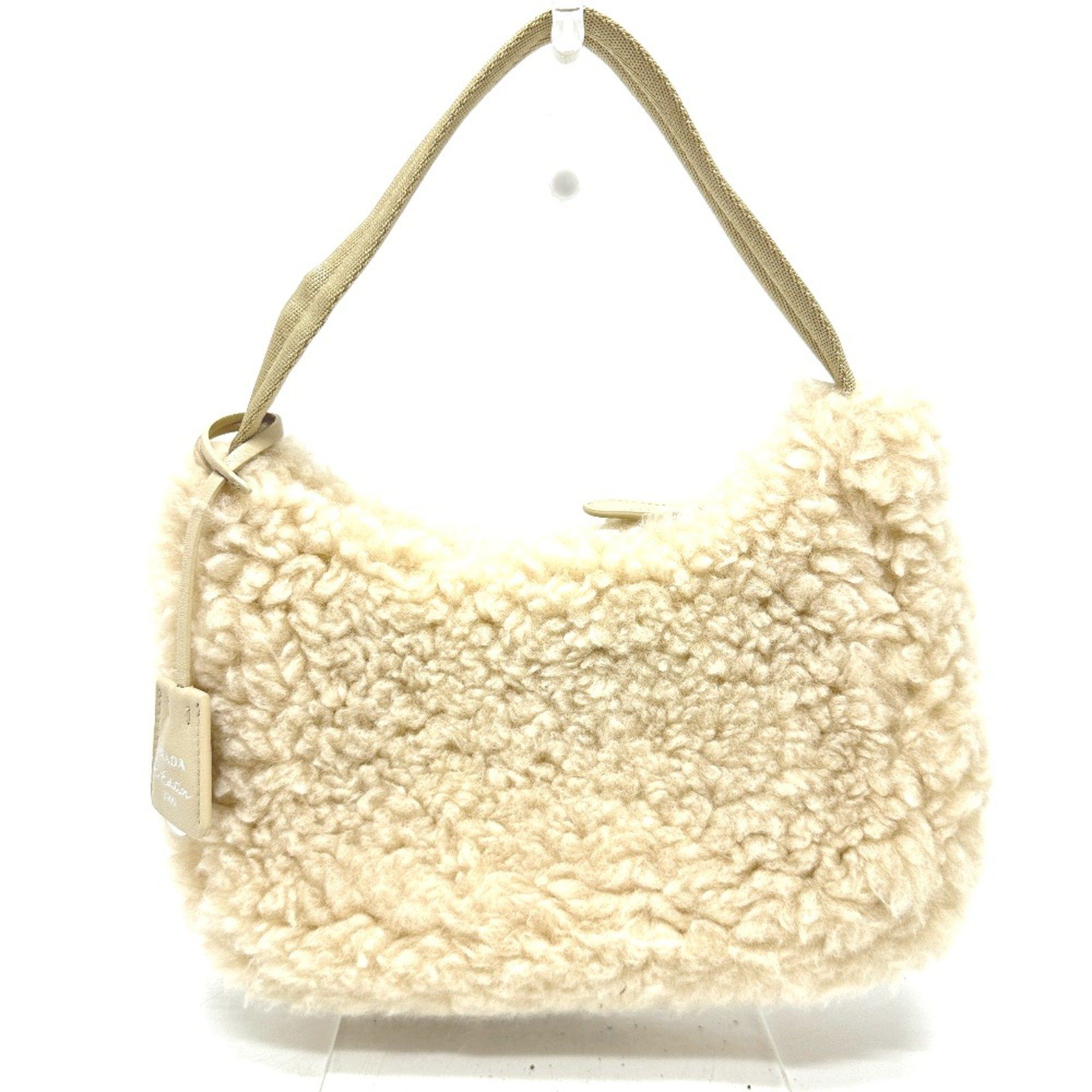 Prada PRADA 1NE515 Fur Bag Shoulder Bag Bag Hand Bag Beige SilverHardware Size ONE SIZE - 2 Thumbnail