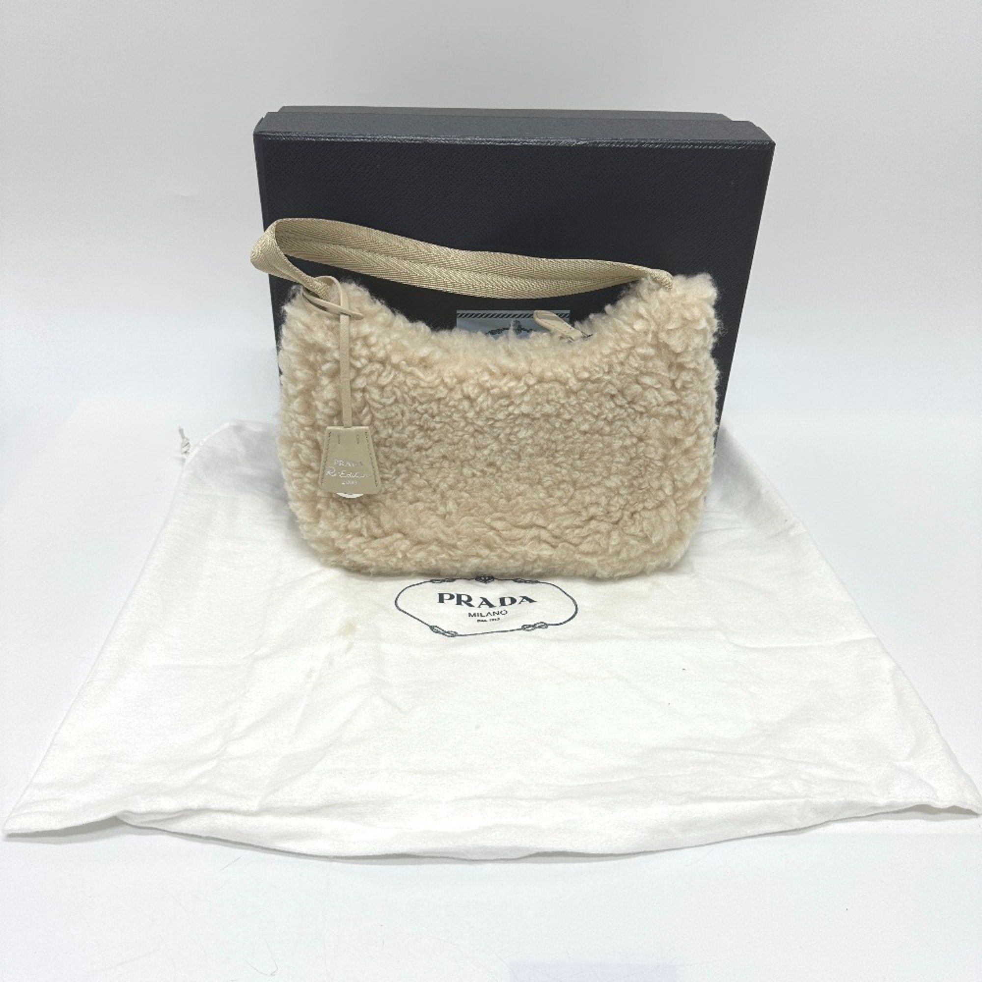Prada PRADA 1NE515 Fur Bag Shoulder Bag Bag Hand Bag Beige SilverHardware Size ONE SIZE - 11 Thumbnail