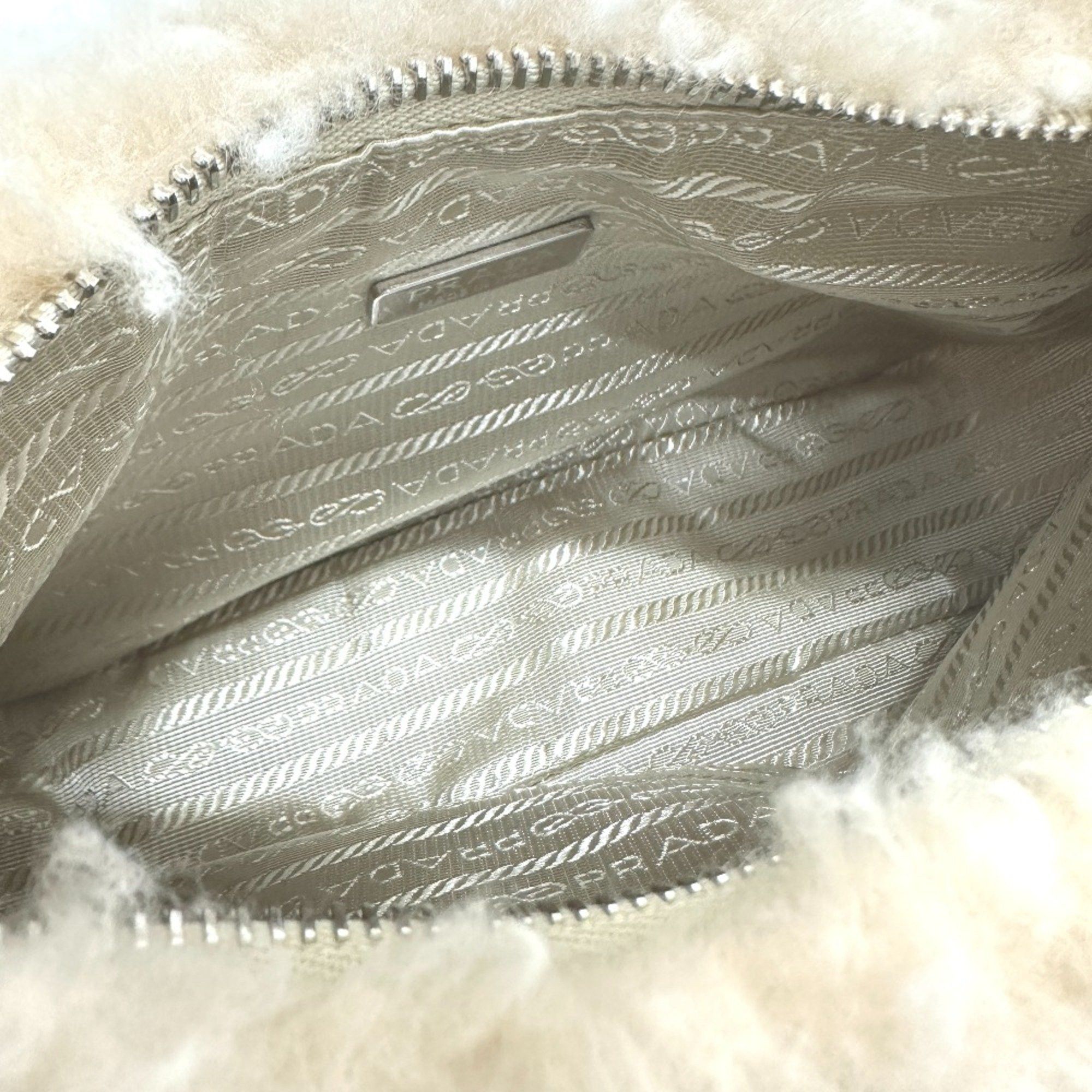 Prada PRADA 1NE515 Fur Bag Shoulder Bag Bag Hand Bag Beige SilverHardware Size ONE SIZE - 9 Thumbnail