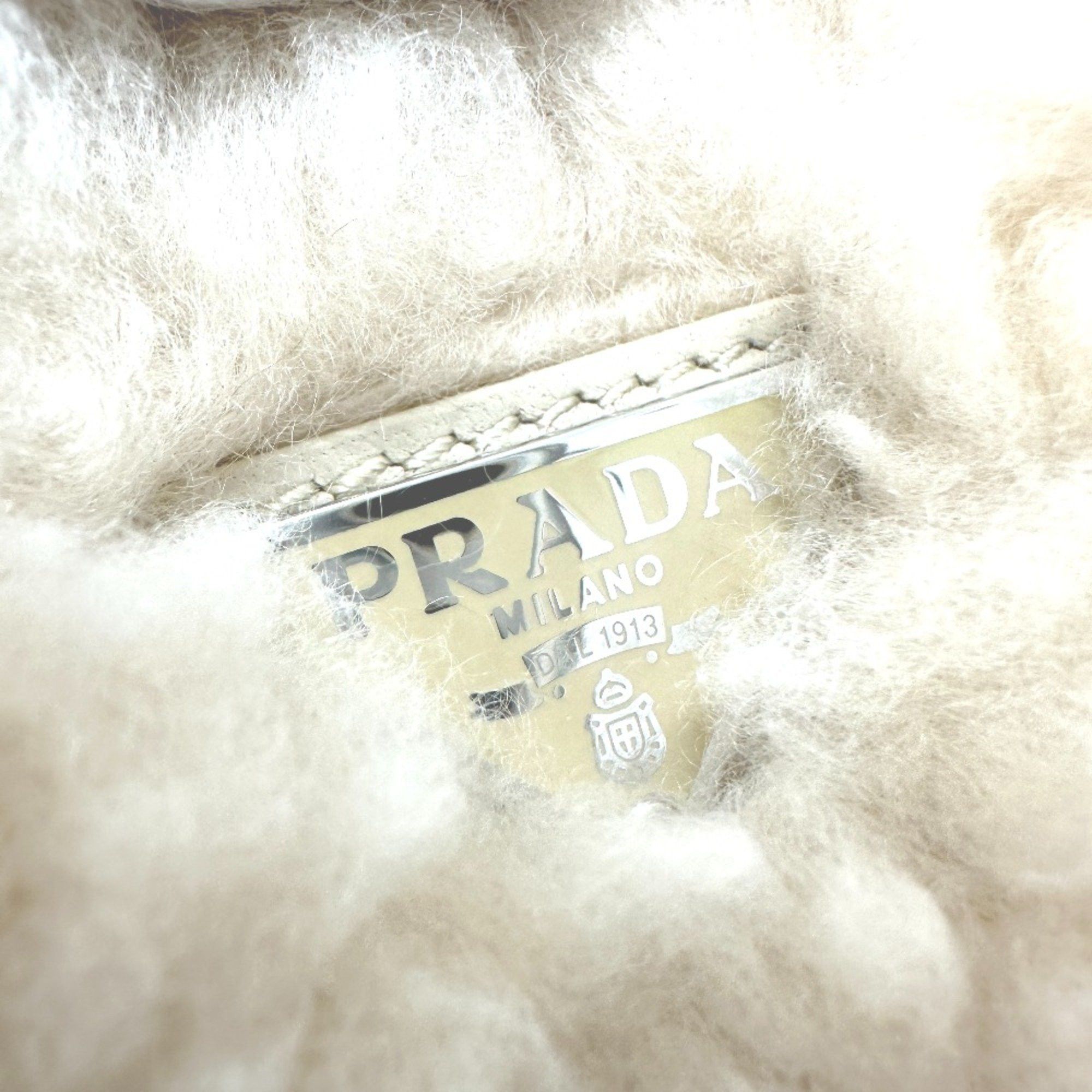 Prada PRADA 1NE515 Fur Bag Shoulder Bag Bag Hand Bag Beige SilverHardware Size ONE SIZE - 6 Thumbnail