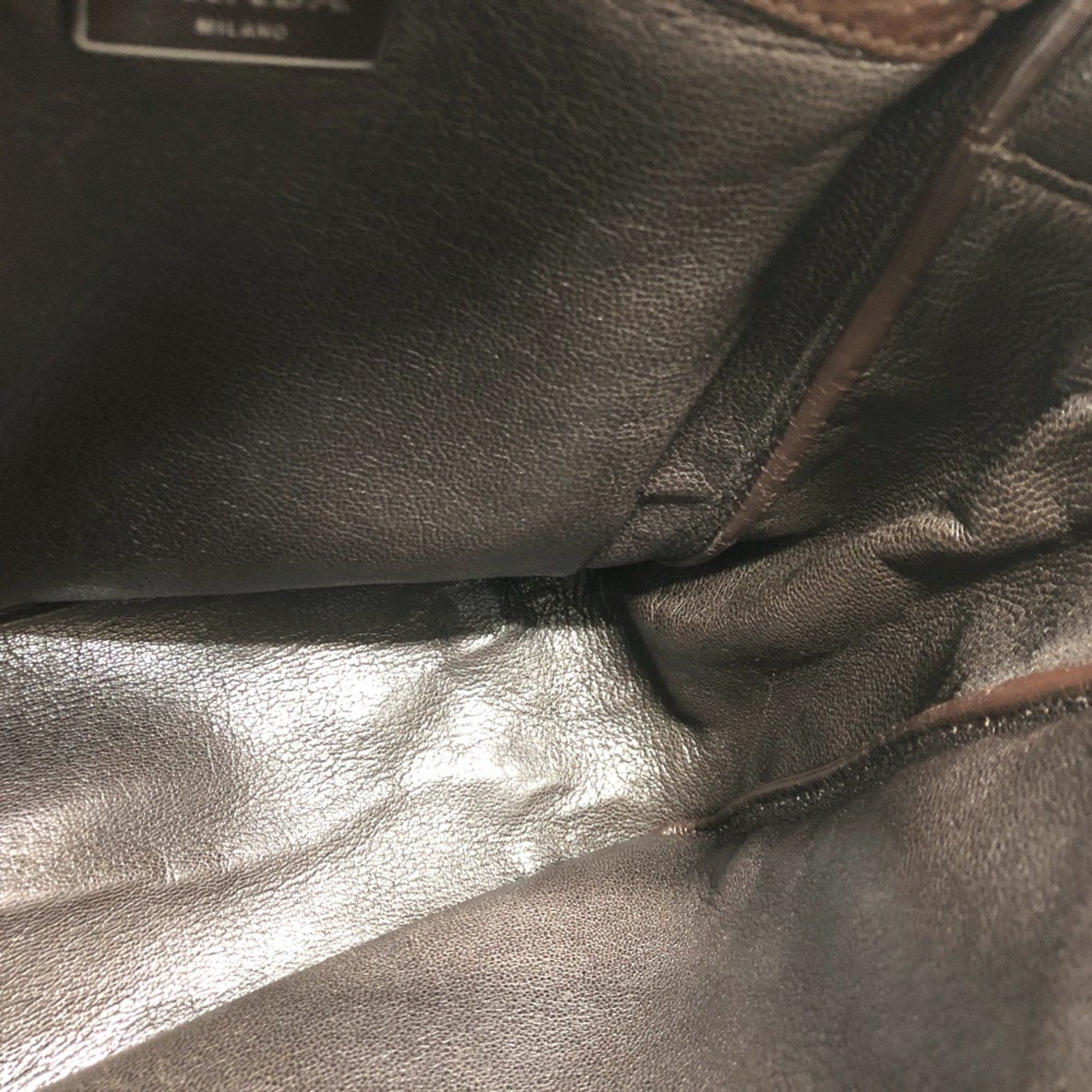 Prada PRADA Triangle logo bag shawl Crossbody Shoulder Bag Brown Beige Size ONE SIZE - 10 Thumbnail