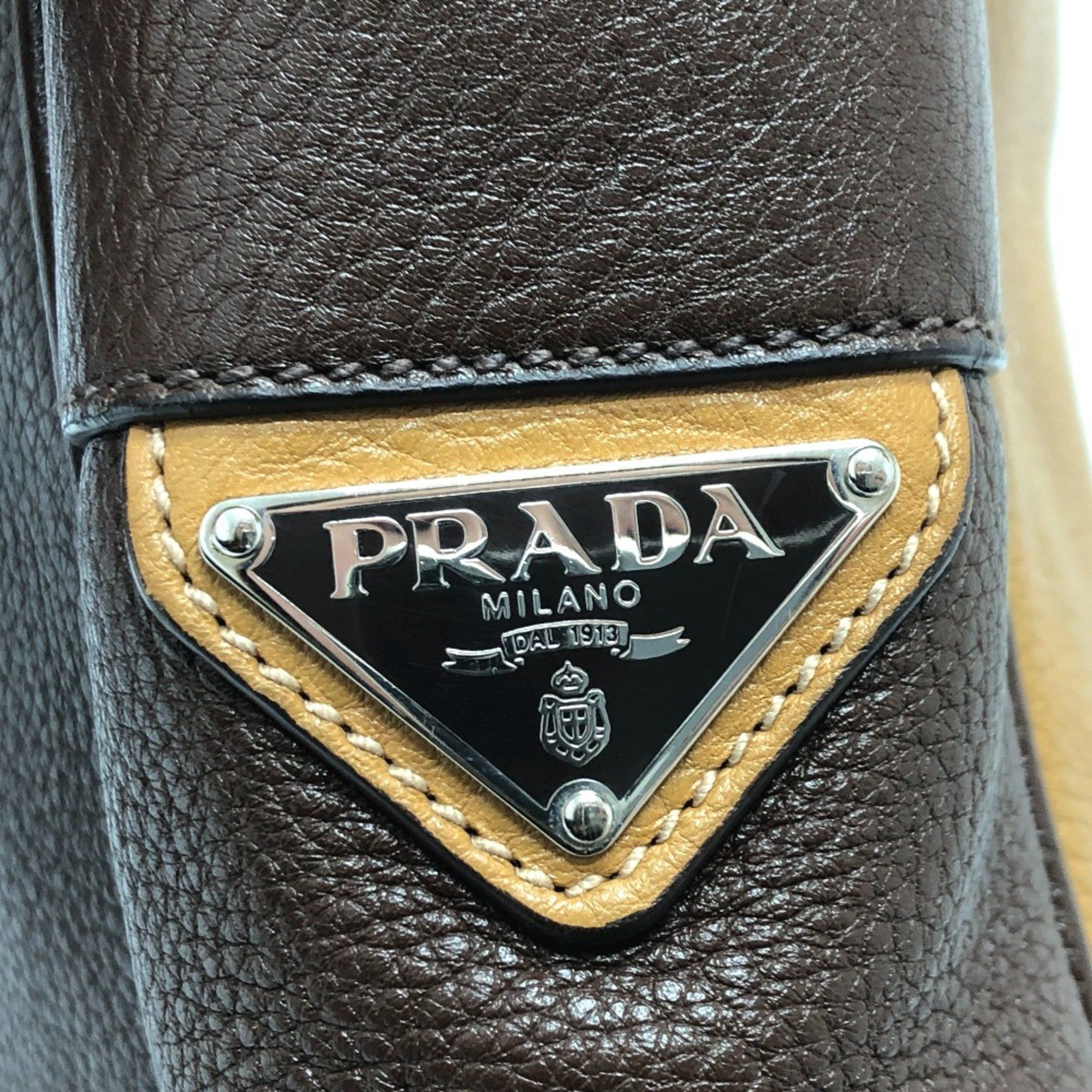 Prada PRADA Triangle logo bag shawl Crossbody Shoulder Bag Brown Beige Size ONE SIZE - 8 Thumbnail