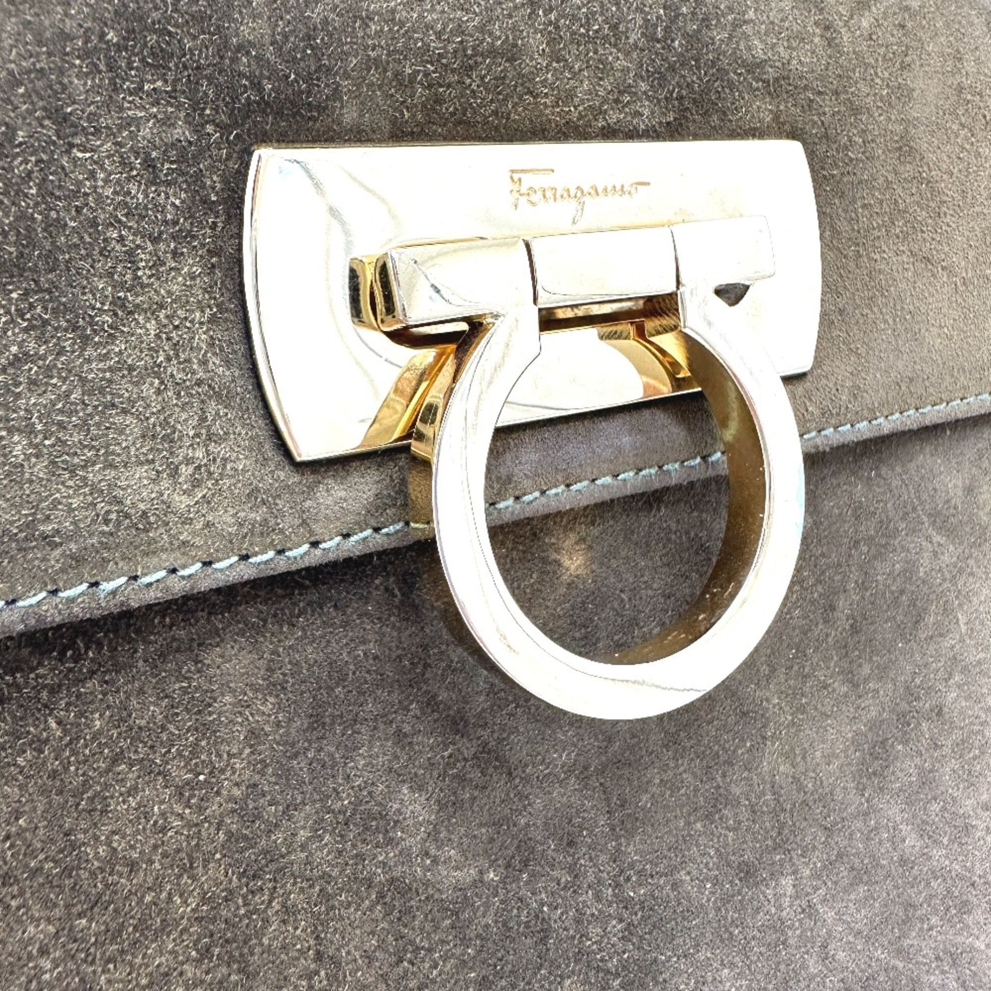 Salvatore Ferragamo Salvatore Ferragamo Gancini Hand Bag Brown GoldHardware Size ONE SIZE - 8 Thumbnail