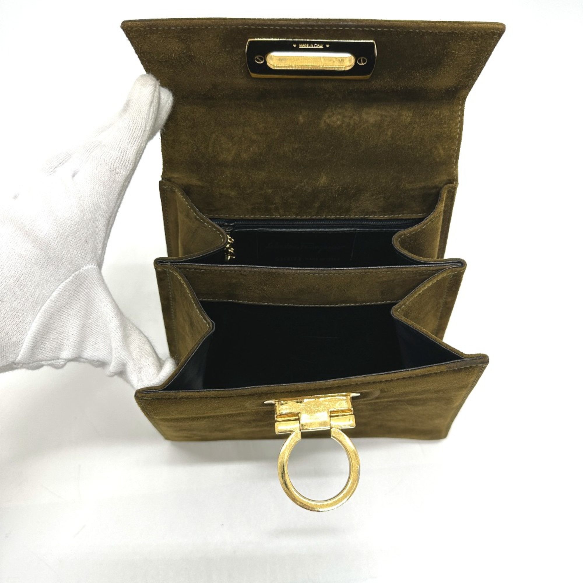 Salvatore Ferragamo Salvatore Ferragamo Gancini Hand Bag Brown GoldHardware Size ONE SIZE - 12 Thumbnail