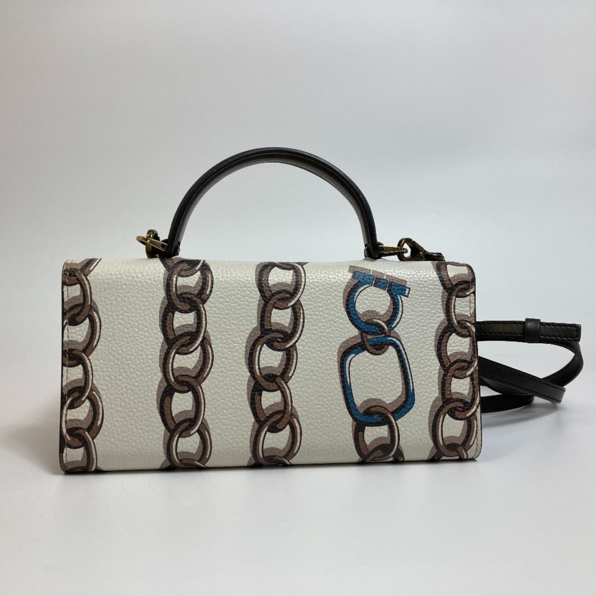 Salvatore Ferragamo Salvatore Ferragamo 2WAY Shoulder Bag Hand Bag WhiteBased GoldHardware Size ONE SIZE - 2 Thumbnail