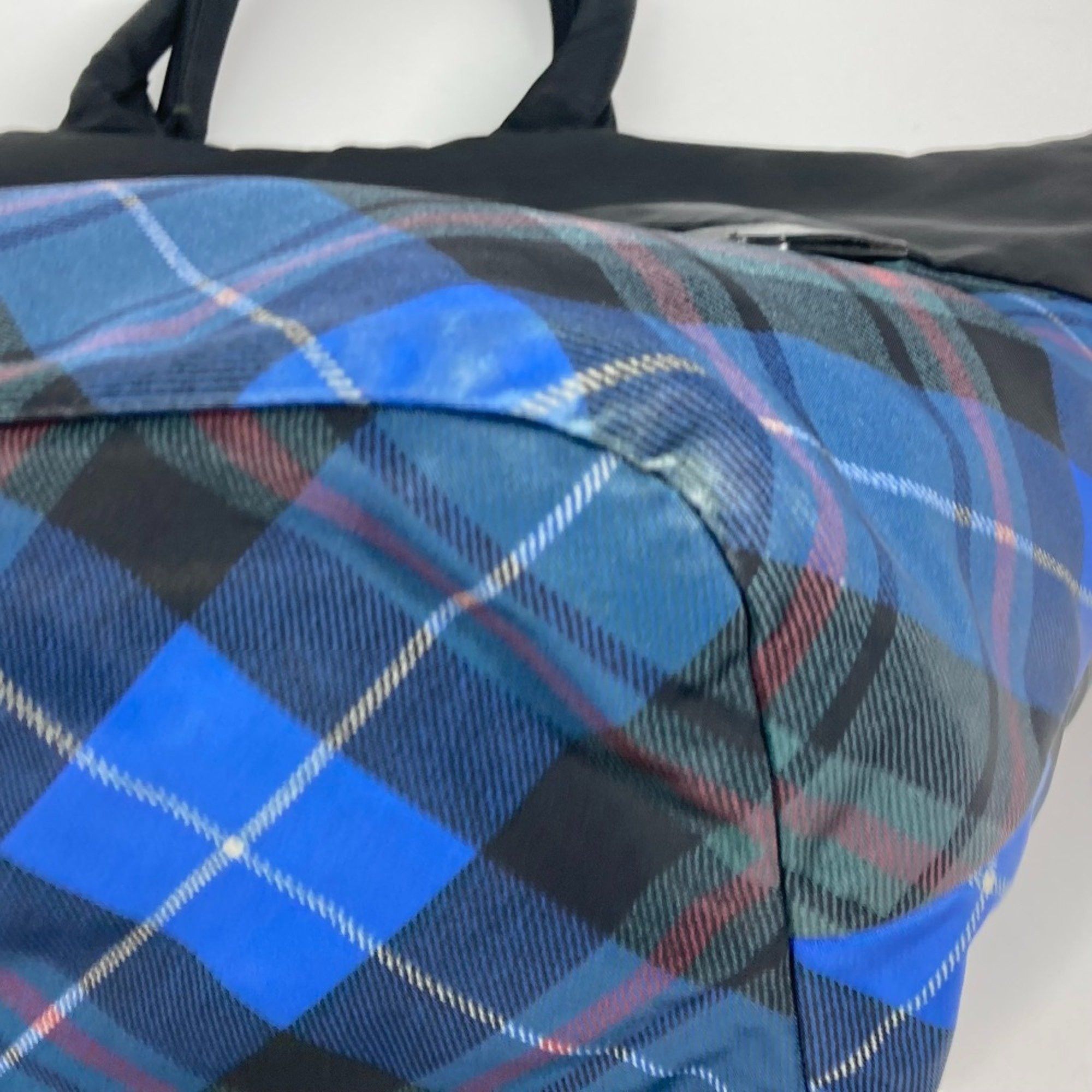 Prada PRADA check Tote Bag Shoulder Bag Black Blue x Green Size ONE SIZE - 9 Thumbnail