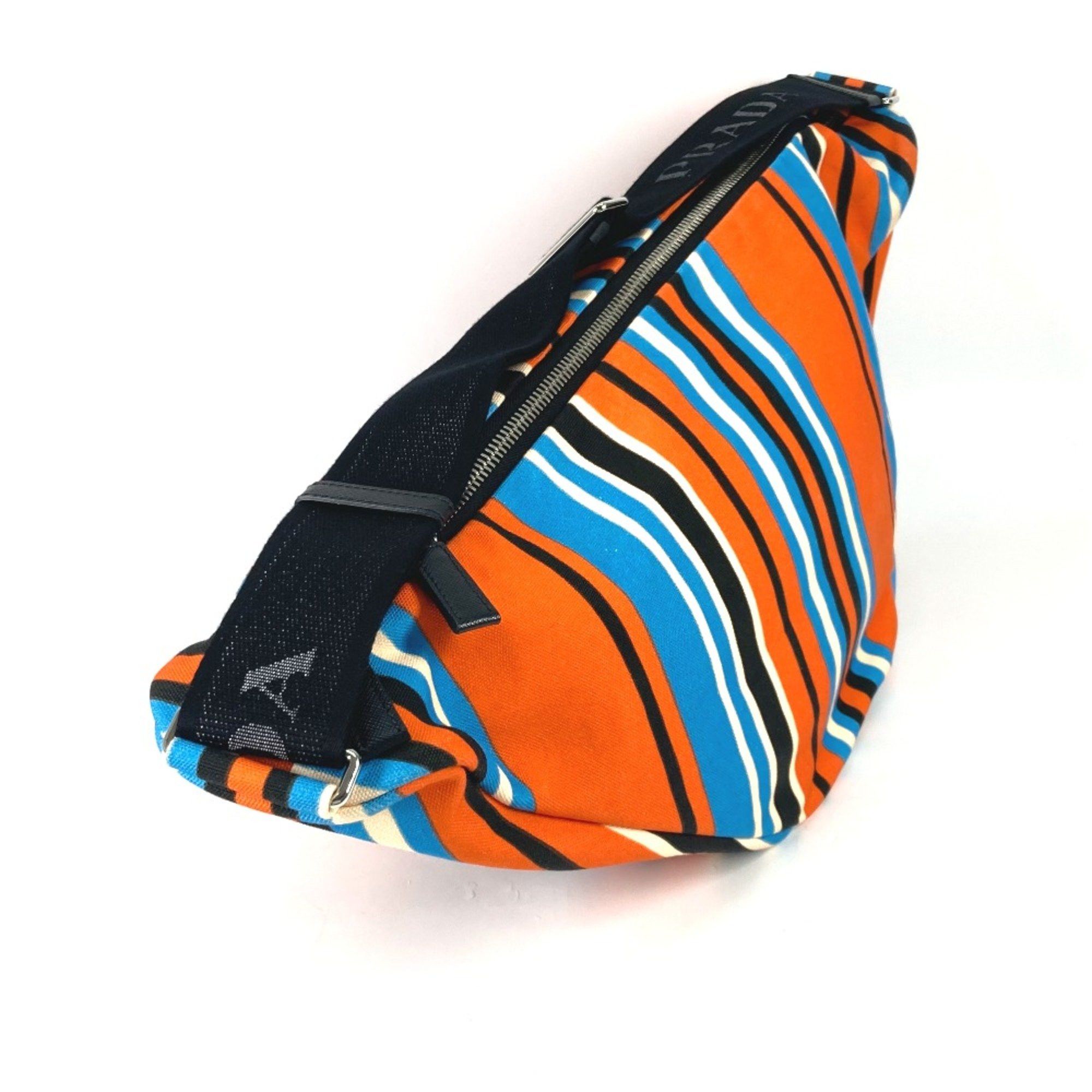 Prada PRADA 2VY007 stripe bag crossbody Shoulder Bag Orange Blue x Black Size ONE SIZE - 4 Thumbnail