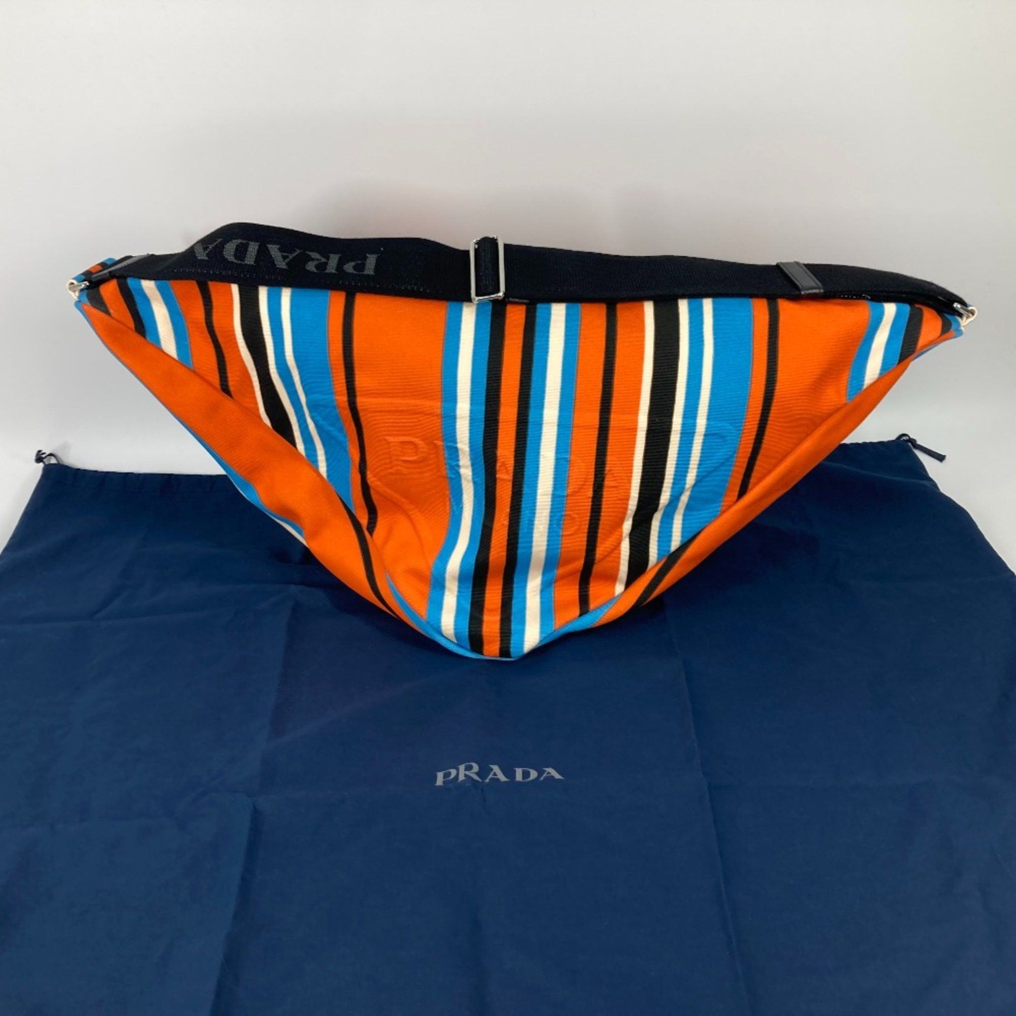 Prada PRADA 2VY007 stripe bag crossbody Shoulder Bag Orange Blue x Black Size ONE SIZE - 12 Thumbnail