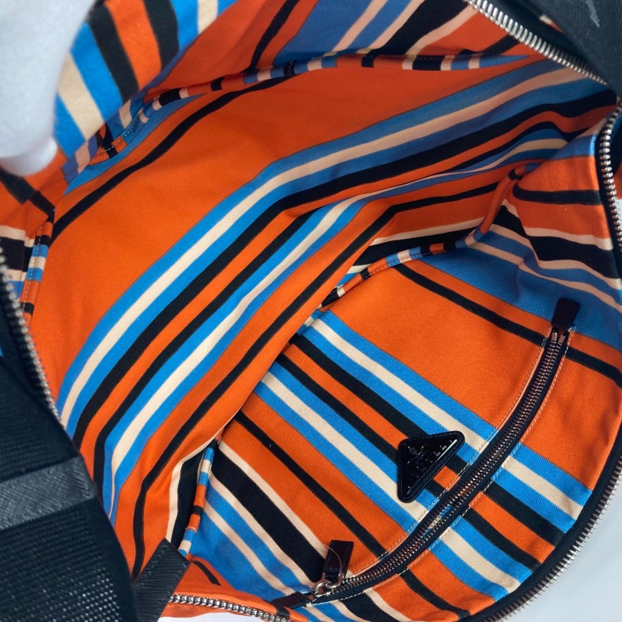 Prada PRADA 2VY007 stripe bag crossbody Shoulder Bag Orange Blue x Black Size ONE SIZE - 13 Thumbnail