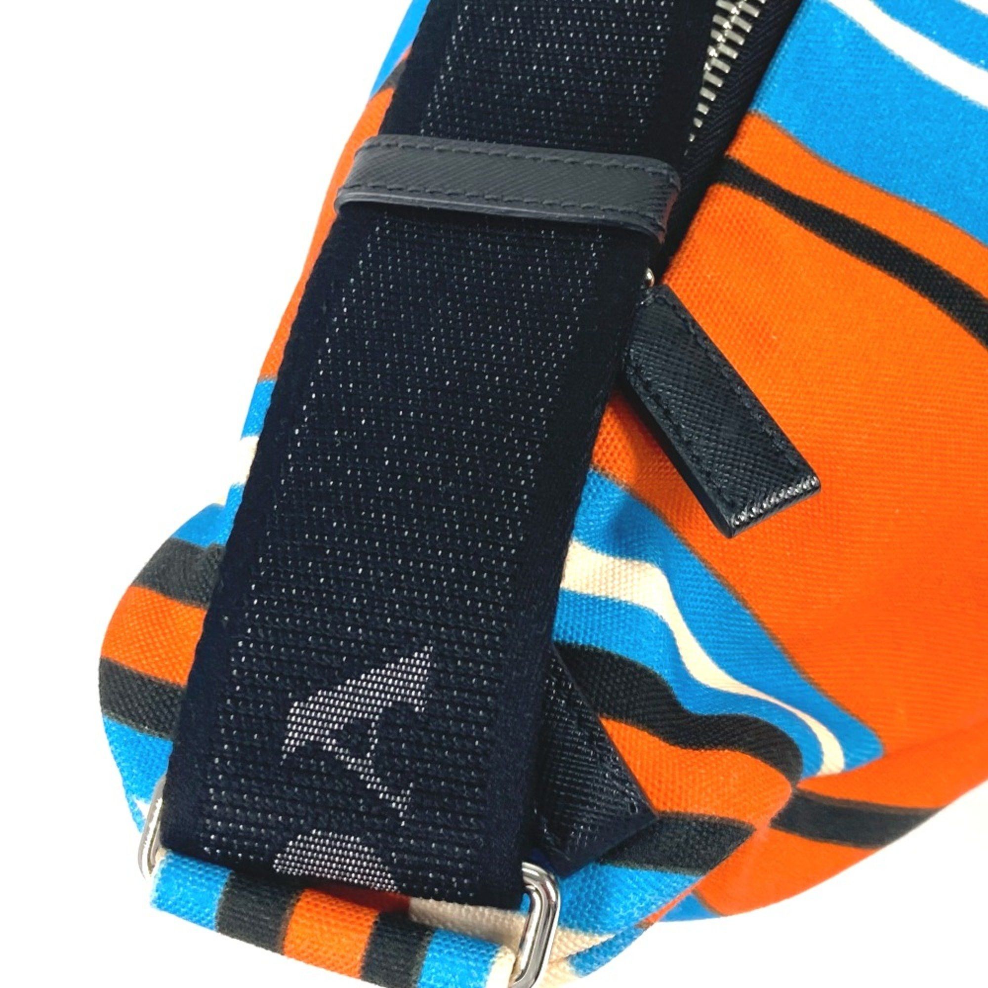 Prada PRADA 2VY007 stripe bag crossbody Shoulder Bag Orange Blue x Black Size ONE SIZE - 5 Thumbnail