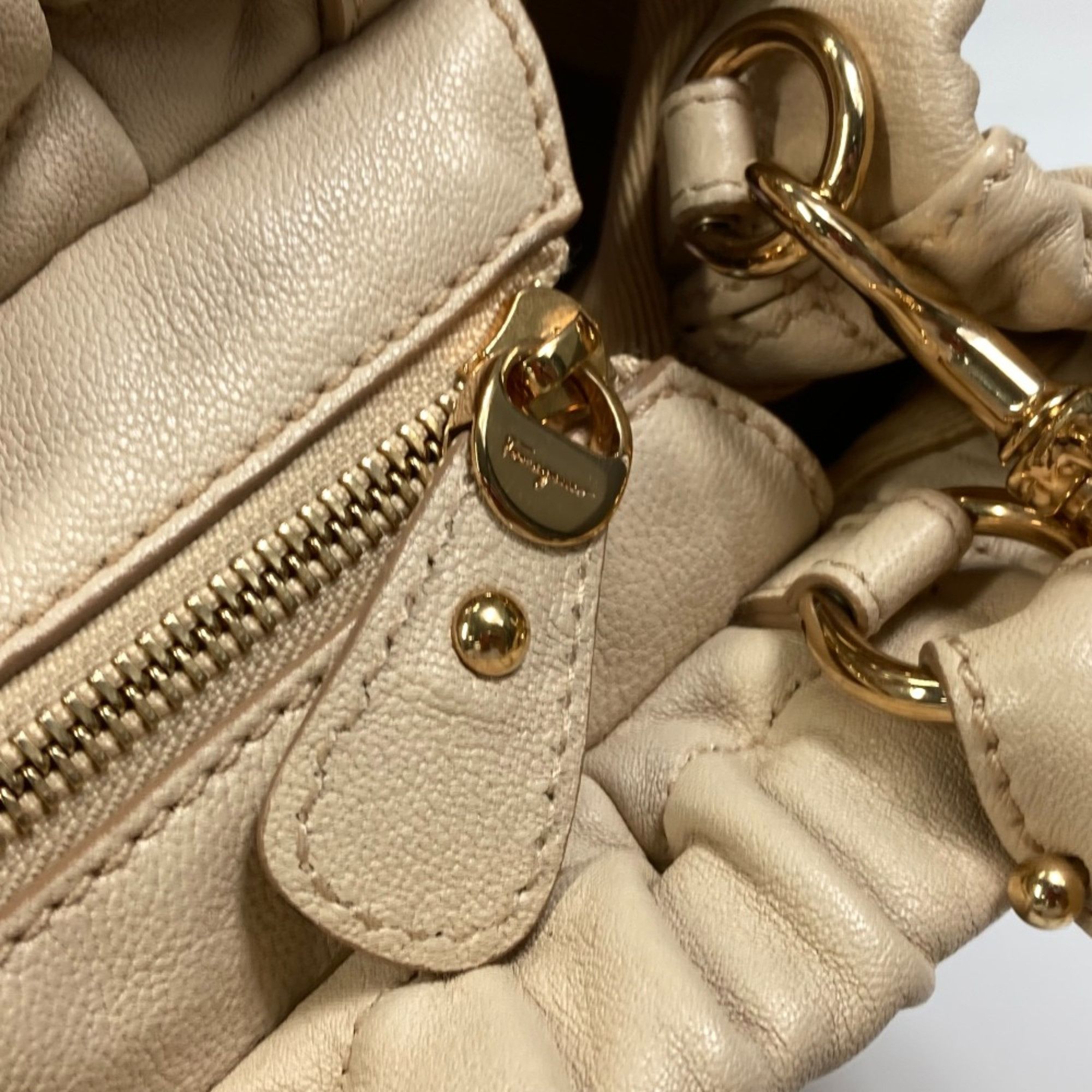 Salvatore Ferragamo Salvatore Ferragamo Vala 2WAY Shoulder Bag Hand Bag Light Beige Size ONE SIZE - 12 Thumbnail