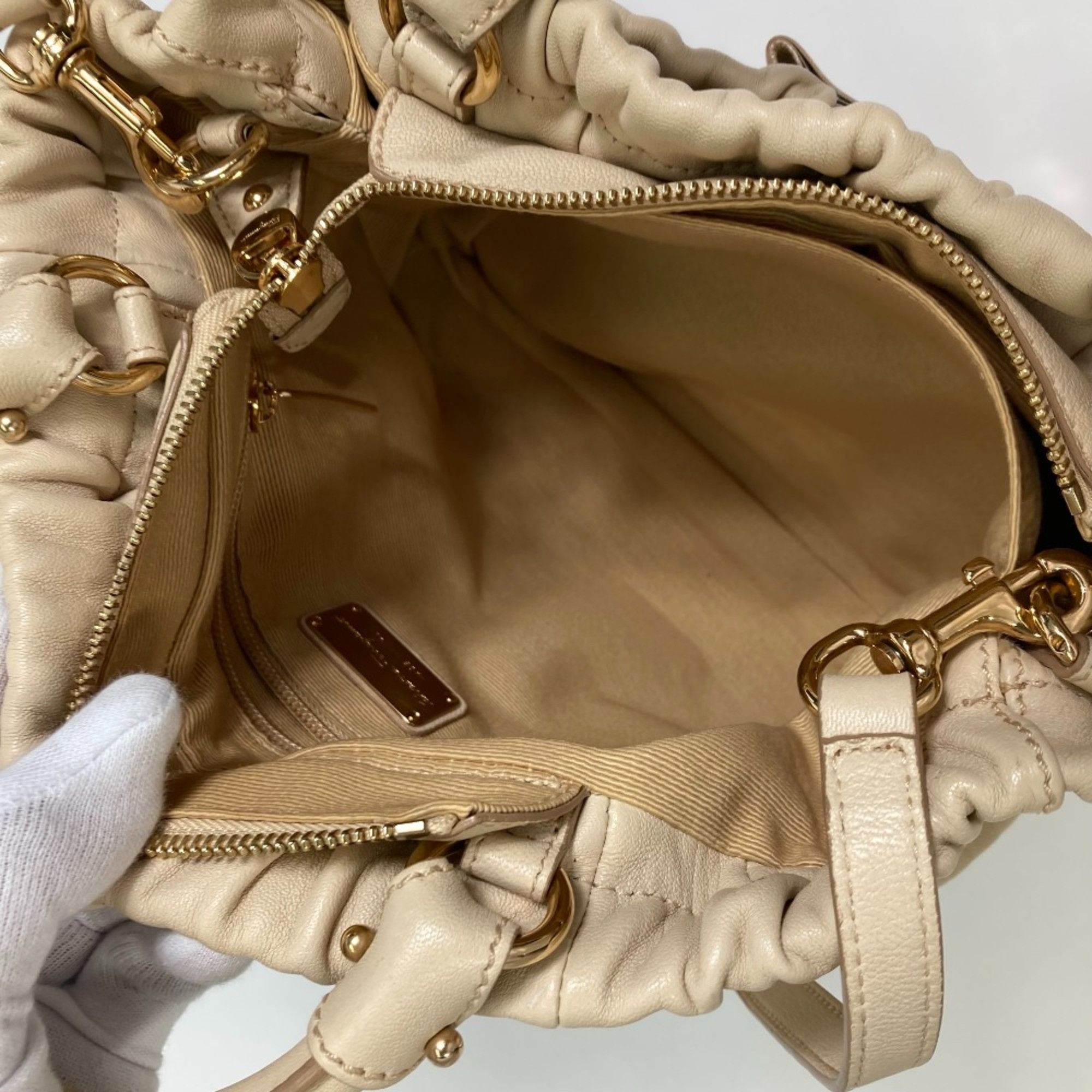 Salvatore Ferragamo Salvatore Ferragamo Vala 2WAY Shoulder Bag Hand Bag Light Beige Size ONE SIZE - 14 Thumbnail