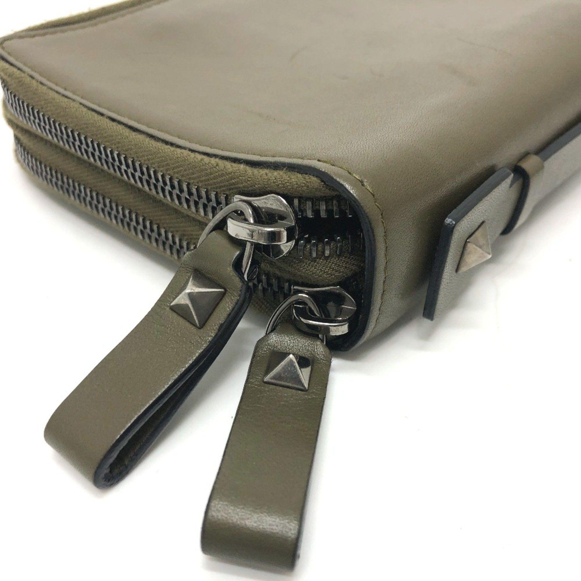 Valentino Valentino-Galavani Rock studs Wallet Long Wallet khaki SilverHardware Size ONE SIZE - 7 Thumbnail