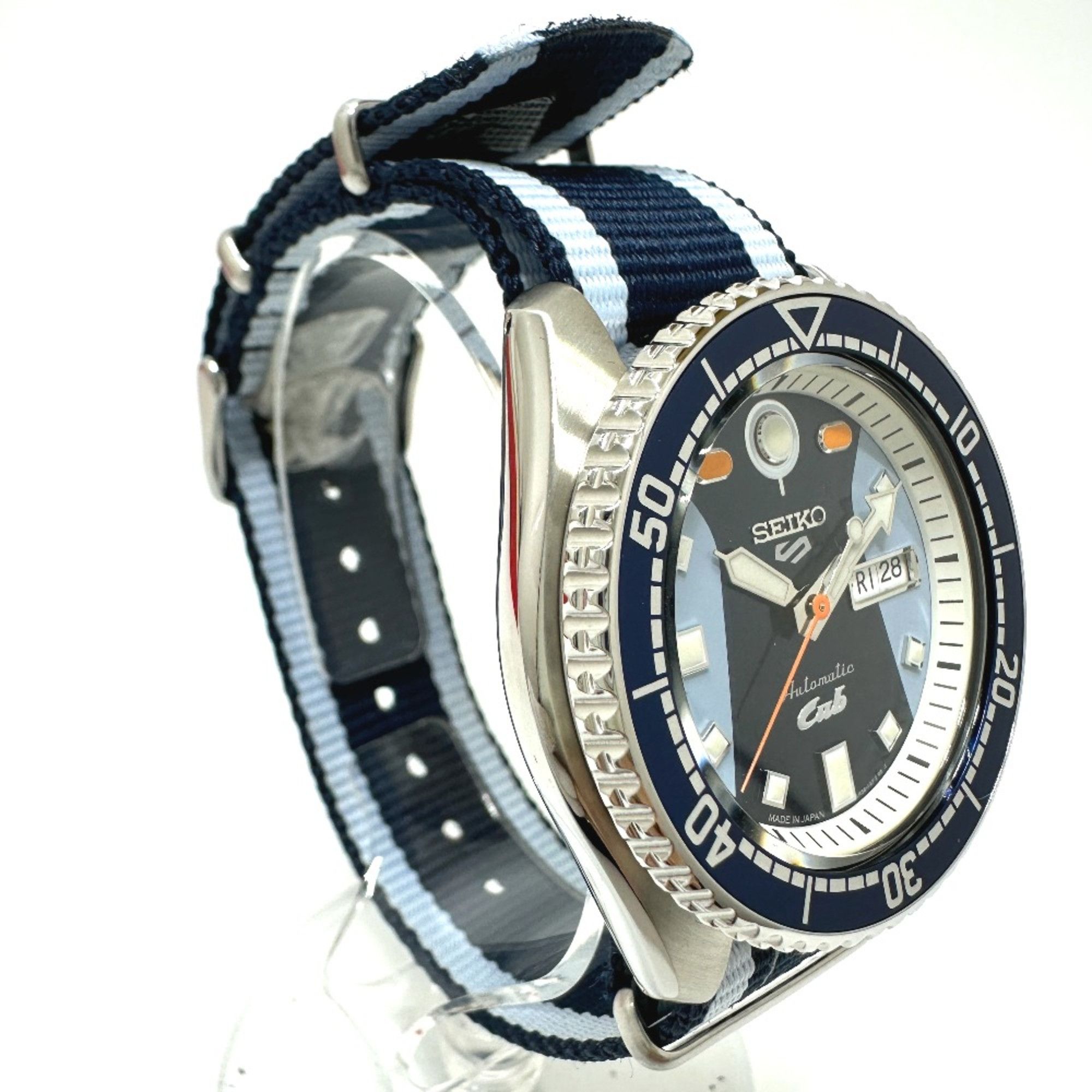 Seiko Seiko 4R36-15A0 Seiko 5 Automatic Day-Date Wristwatch Silver Blue belt Size ONE SIZE - 4 Thumbnail