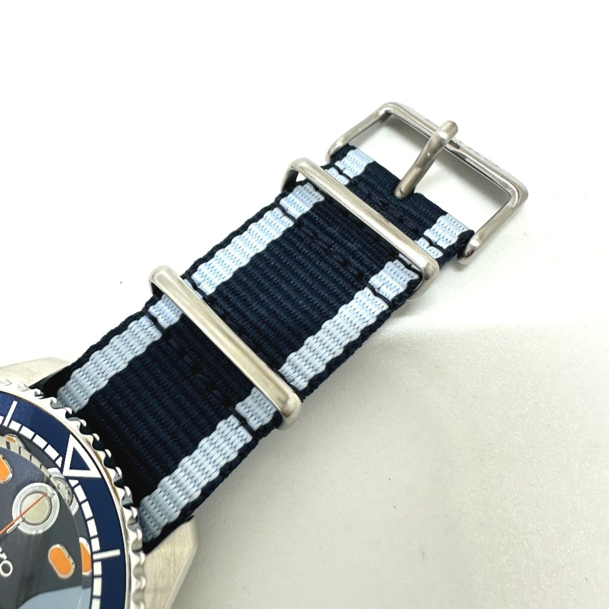 Seiko Seiko 4R36-15A0 Seiko 5 Automatic Day-Date Wristwatch Silver Blue belt Size ONE SIZE - 7 Thumbnail