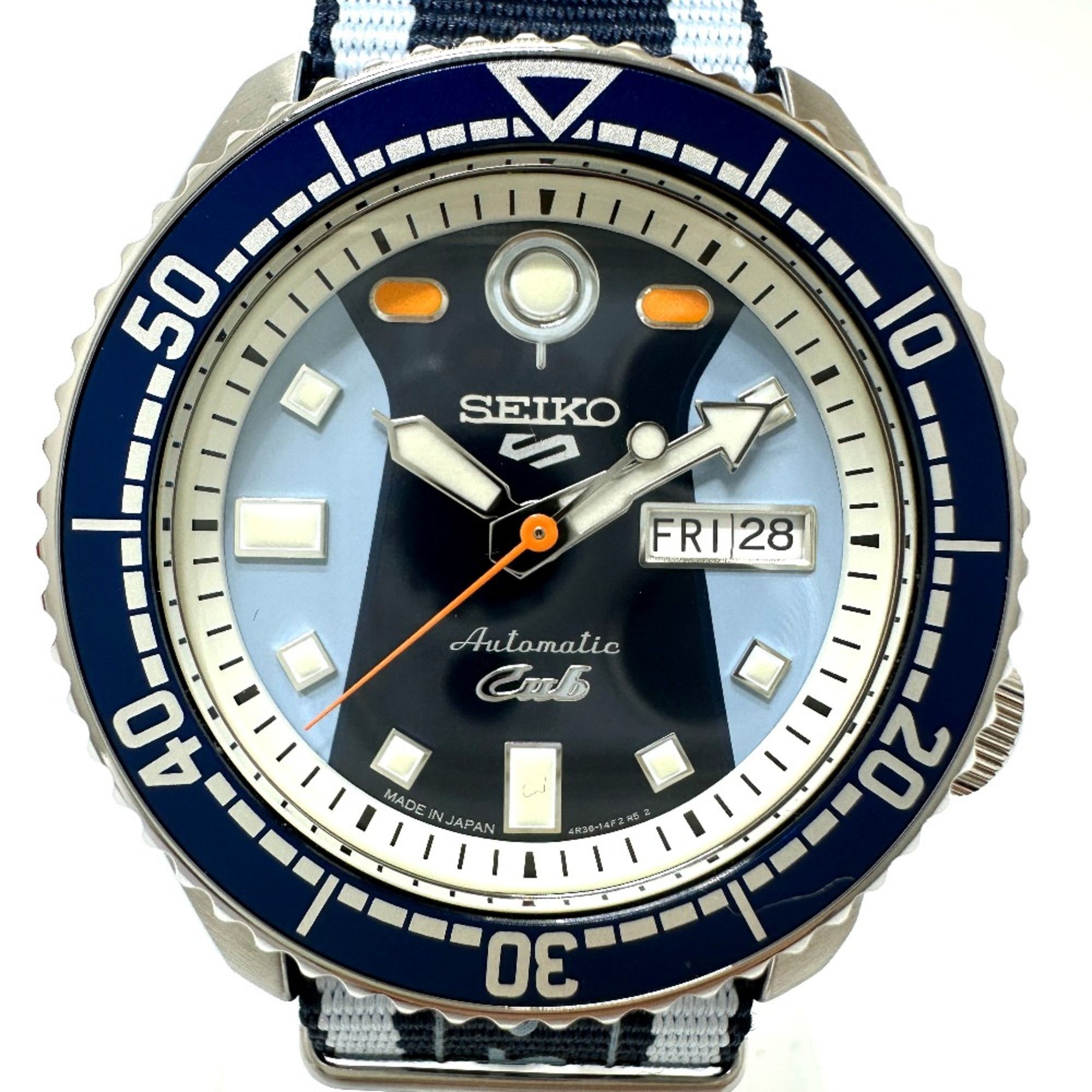 Seiko Seiko 4R36-15A0 Seiko 5 Automatic Day-Date Wristwatch Silver Blue belt Size ONE SIZE - 3 Thumbnail