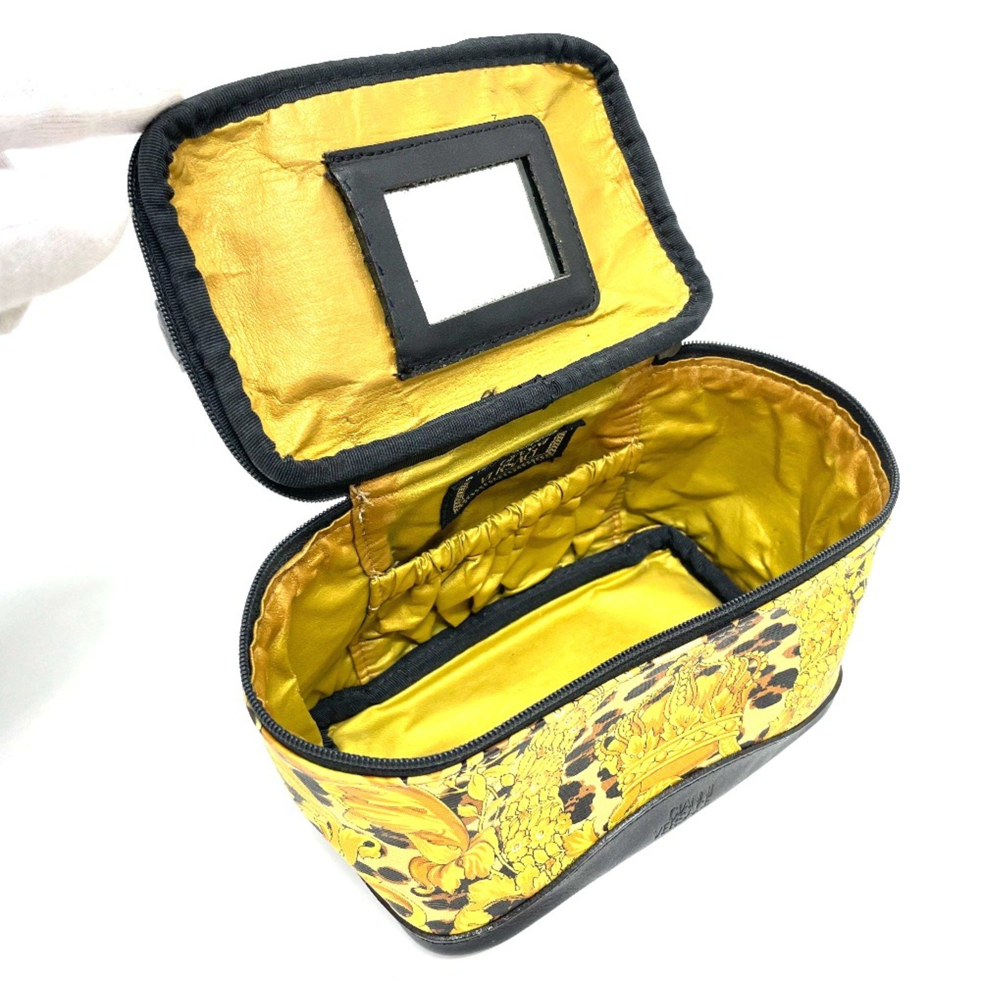 Versace Versace Leopard Bag Hand Bag Vanity bag Yellow x Black Size ONE SIZE - 8 Thumbnail