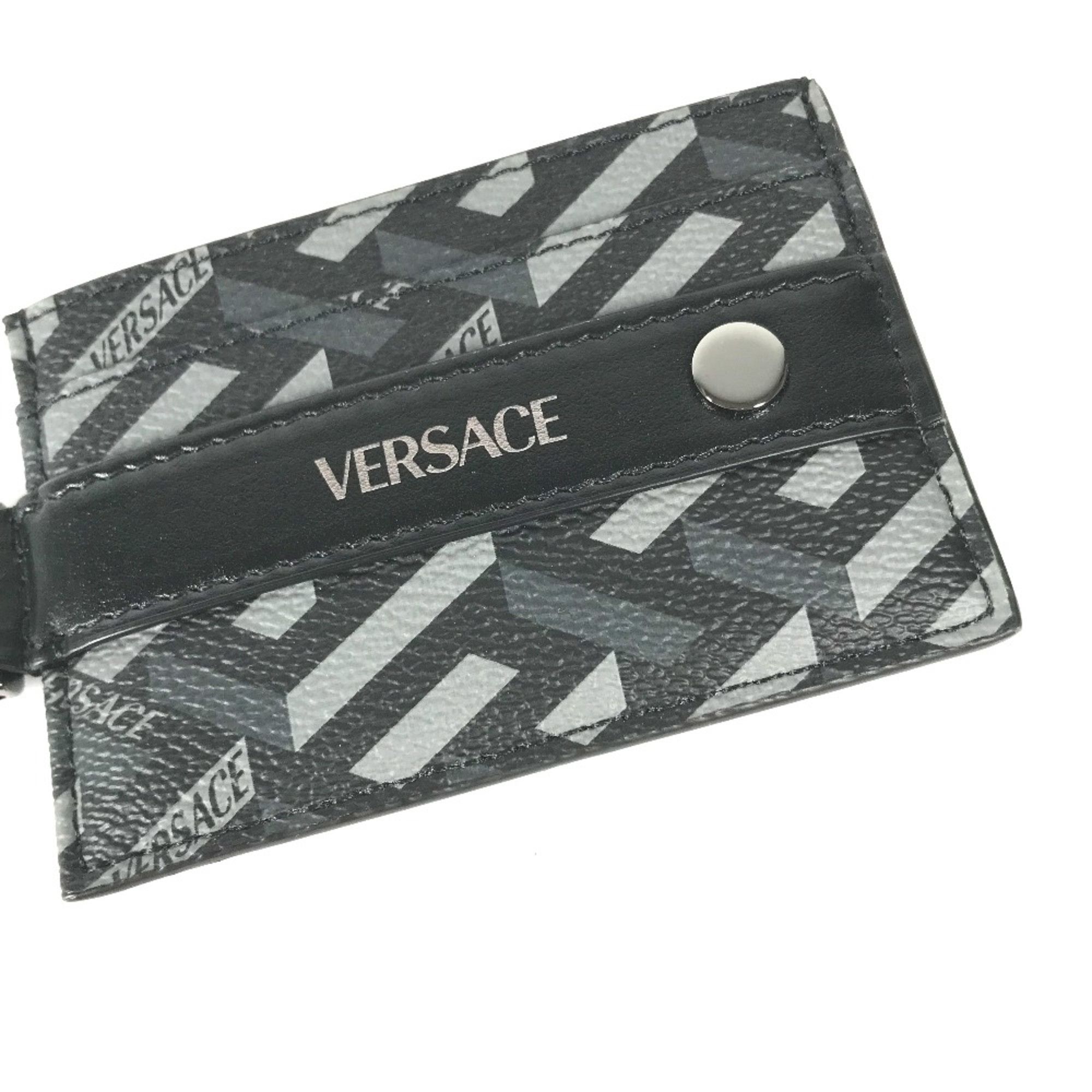 Versace Versace With D-ring Business Card Holder Pass Case Card Case Black gray Size ONE SIZE - 2 Thumbnail