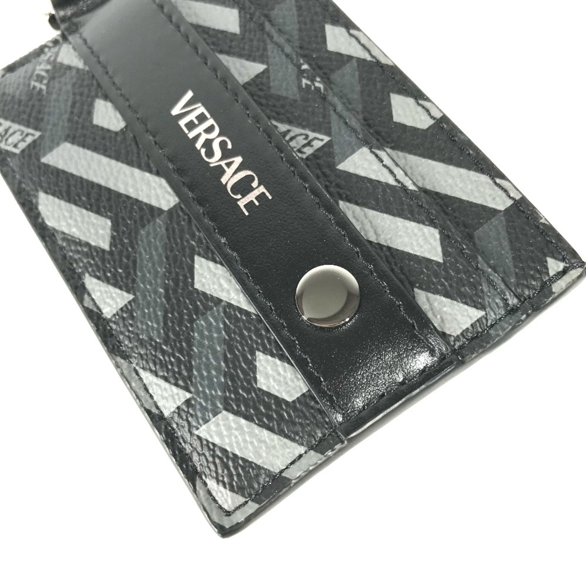 Versace Versace With D-ring Business Card Holder Pass Case Card Case Black gray Size ONE SIZE - 3 Thumbnail