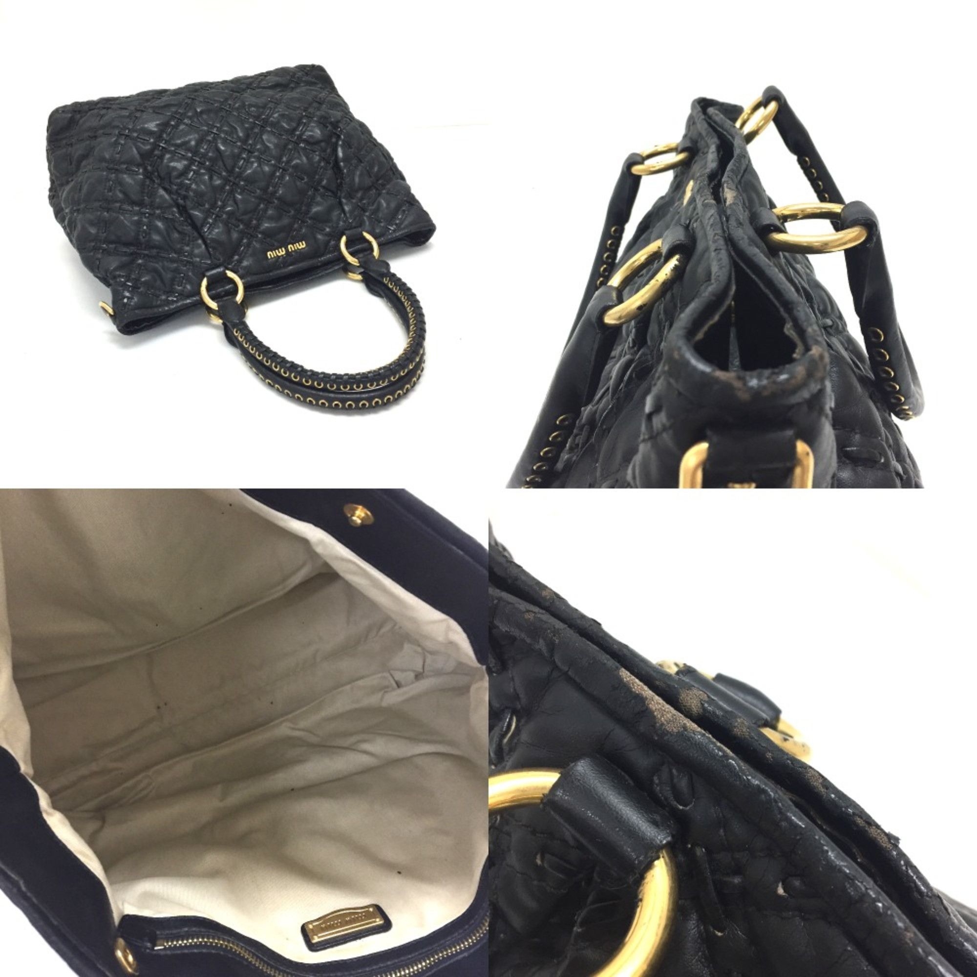 Miu Miu Miu Miu 2WAY Shoulder Bag Hand Bag Black GoldHardware Size ONE SIZE - 14 Thumbnail