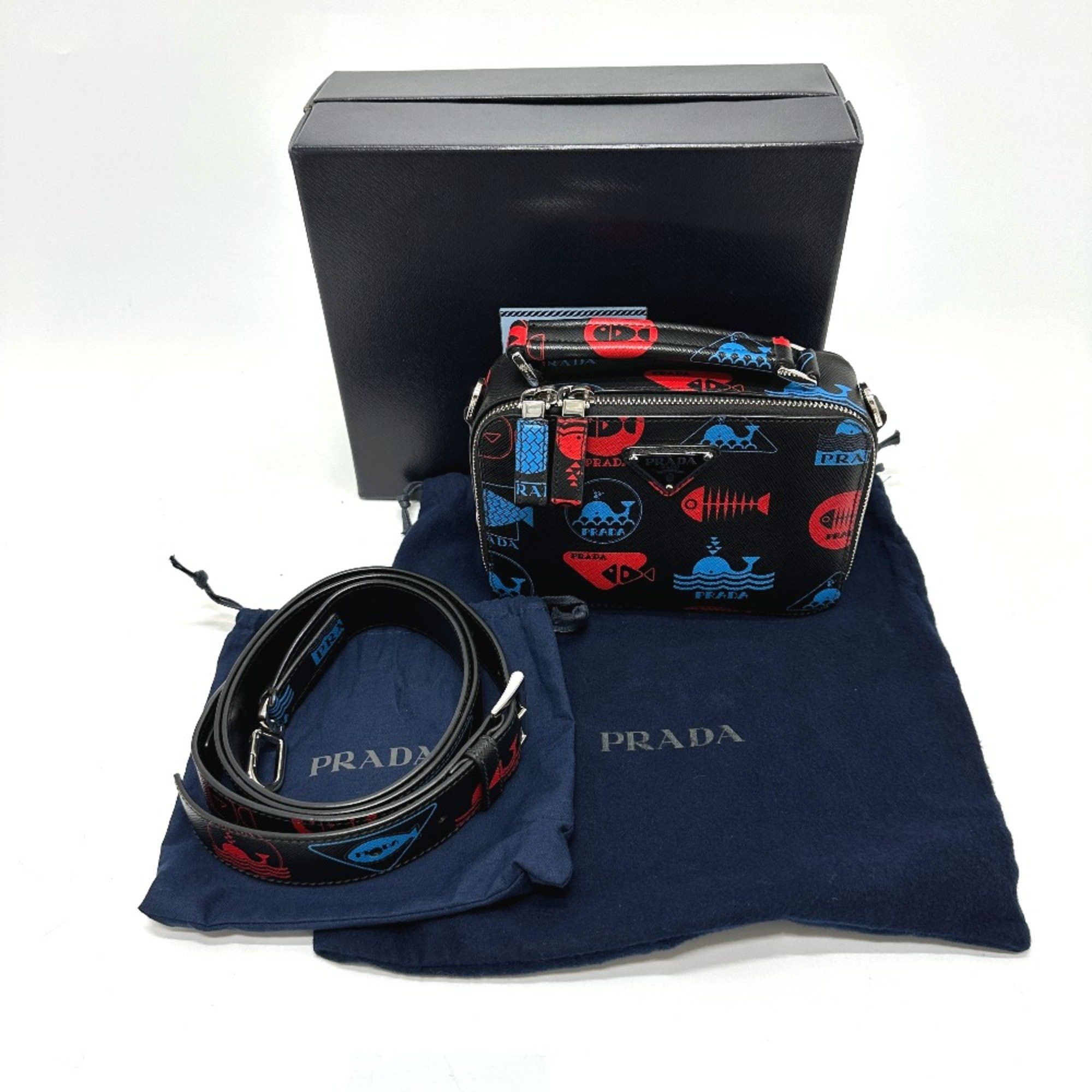 Prada PRADA 2VH070 whale whale 2WAY Hand Bag Crossbody Vanity Bag Shoulder Bag Black Size ONE SIZE - 16 Thumbnail
