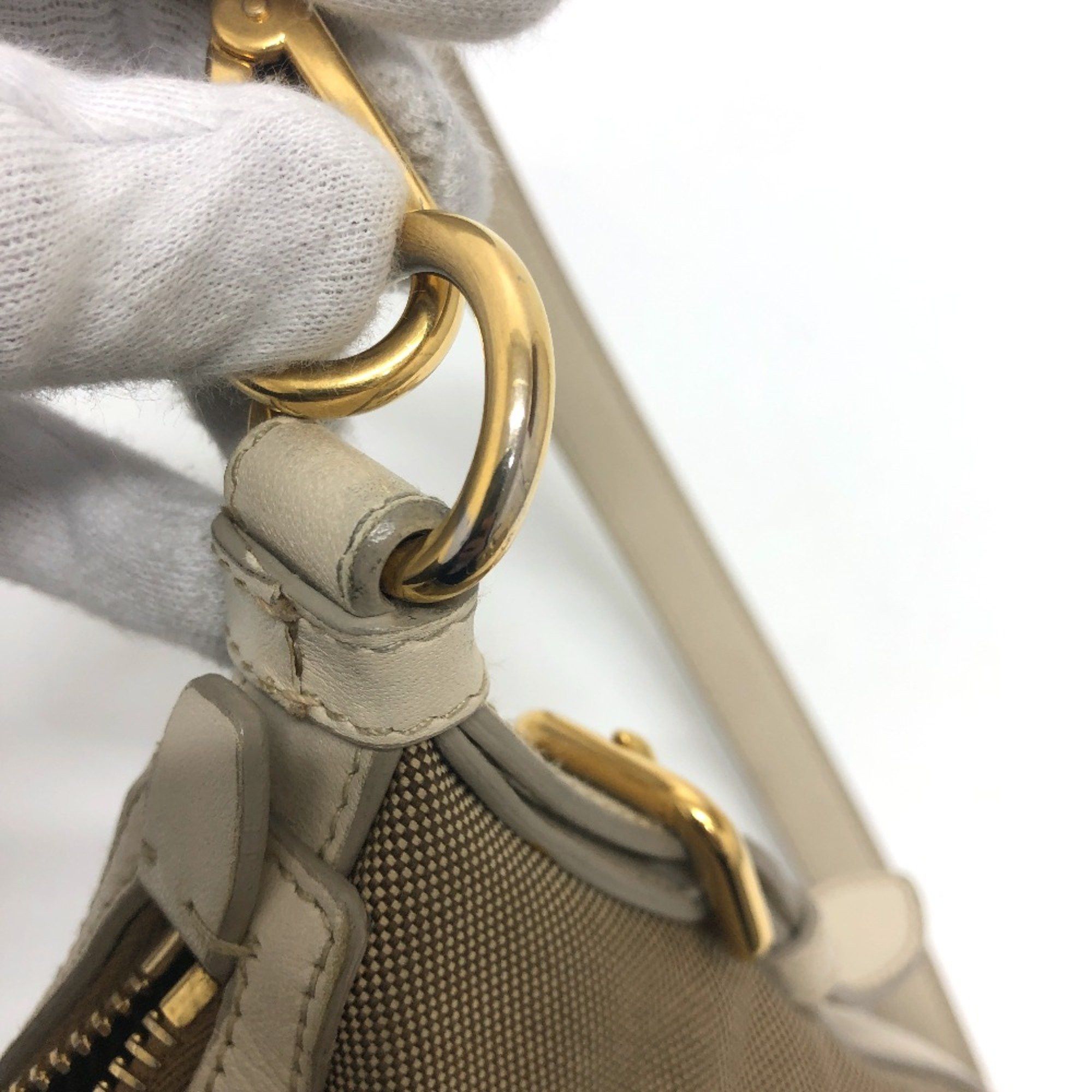 Prada PRADA BT0706 logo Bag Shoulder Bag Beige Size ONE SIZE - 13 Thumbnail