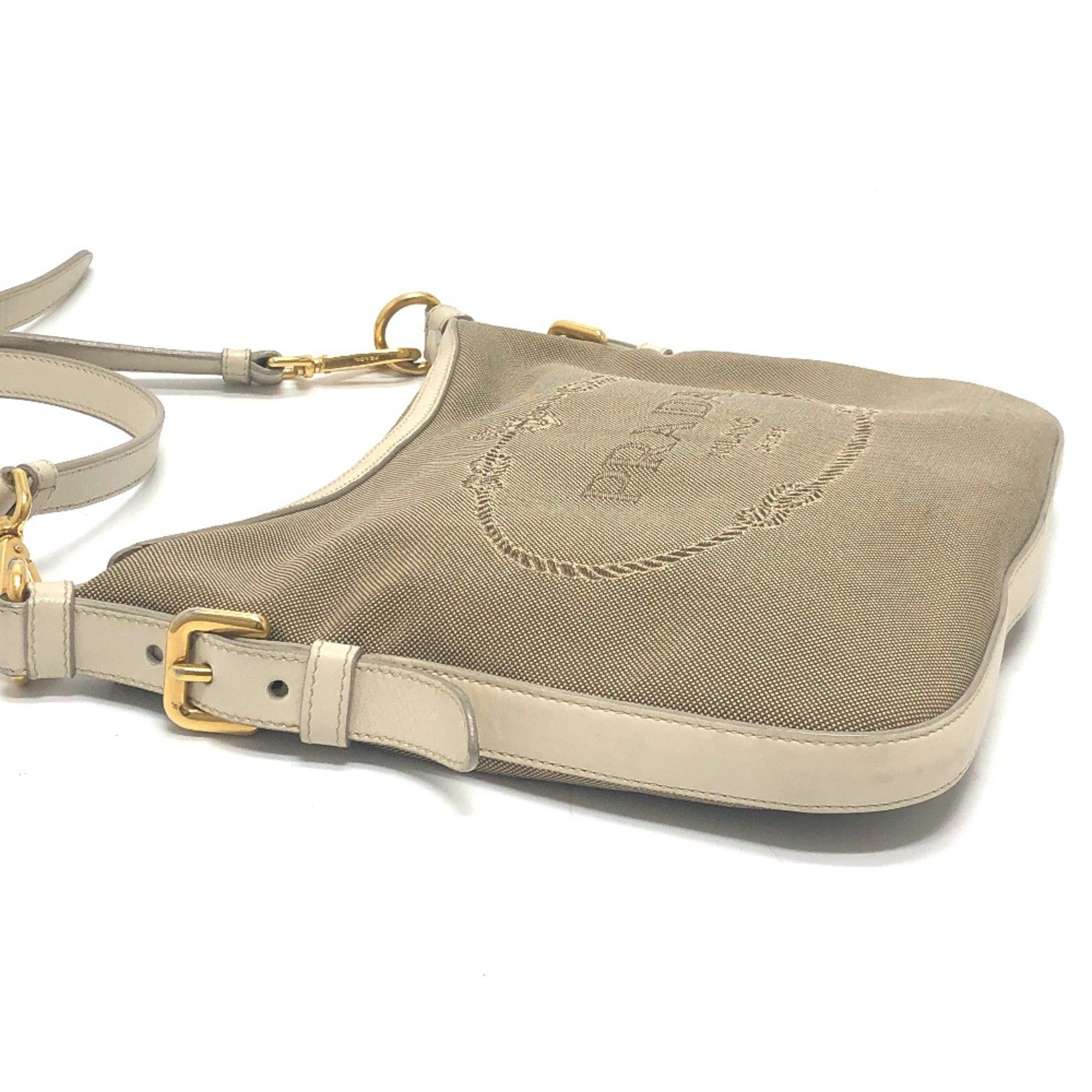 Prada PRADA BT0706 logo Bag Shoulder Bag Beige Size ONE SIZE - 3 Thumbnail