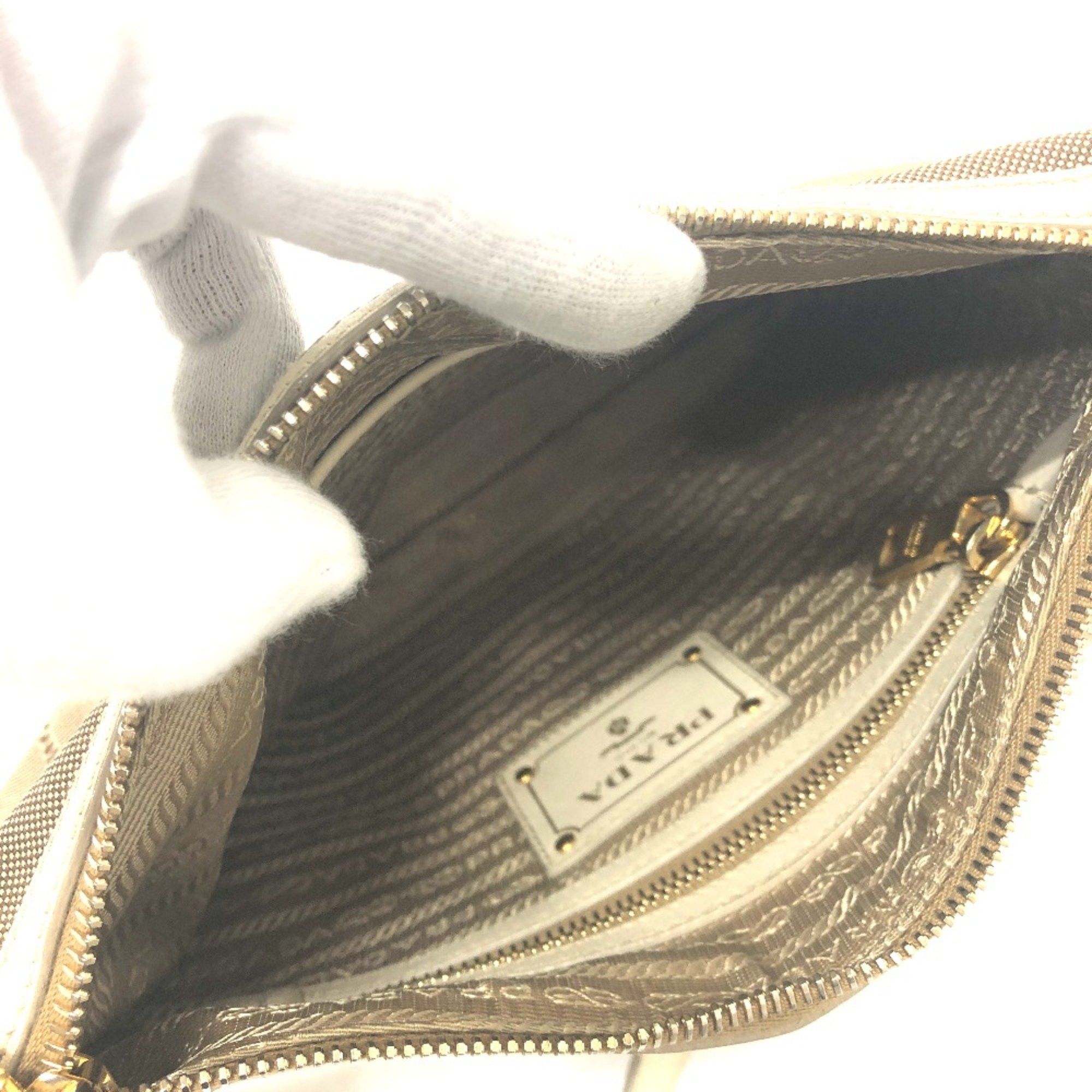Prada PRADA BT0706 logo Bag Shoulder Bag Beige Size ONE SIZE - 12 Thumbnail