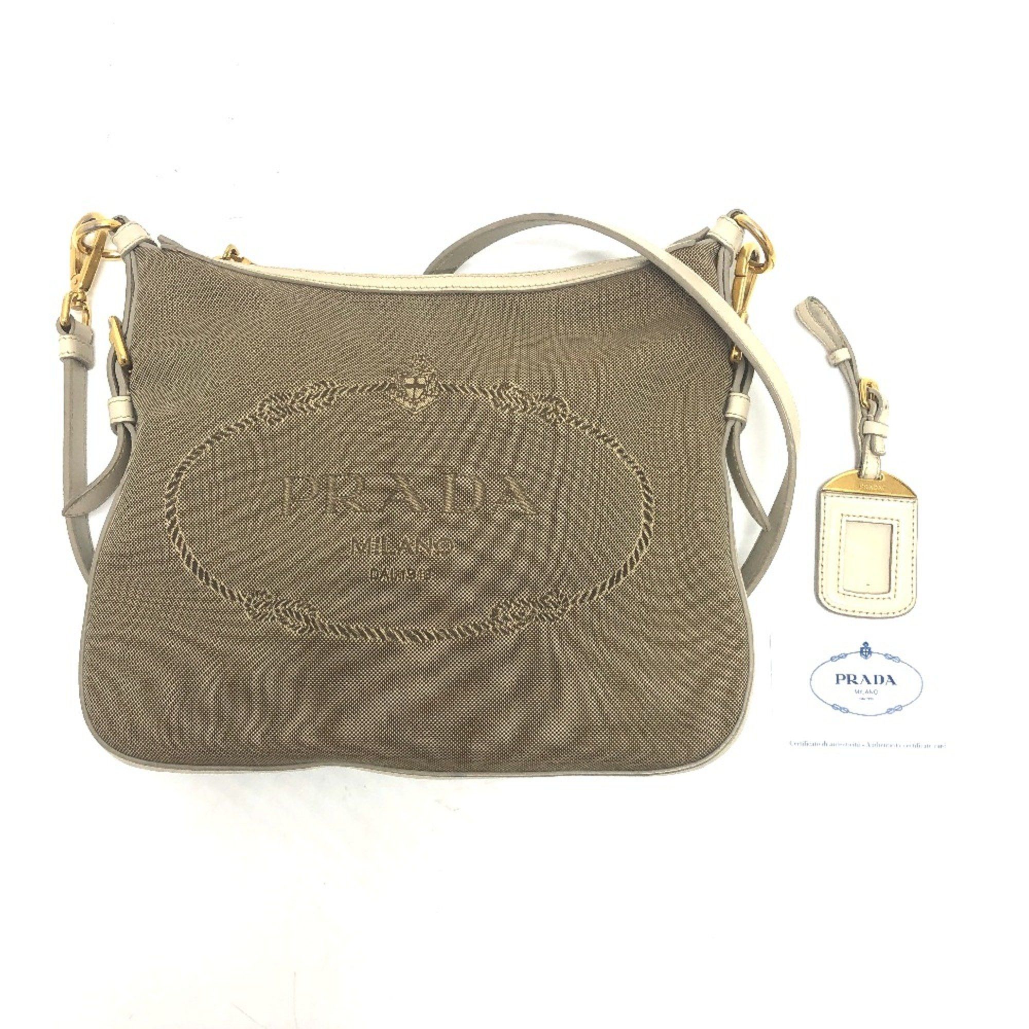 Prada PRADA BT0706 logo Bag Shoulder Bag Beige Size ONE SIZE - 17 Thumbnail