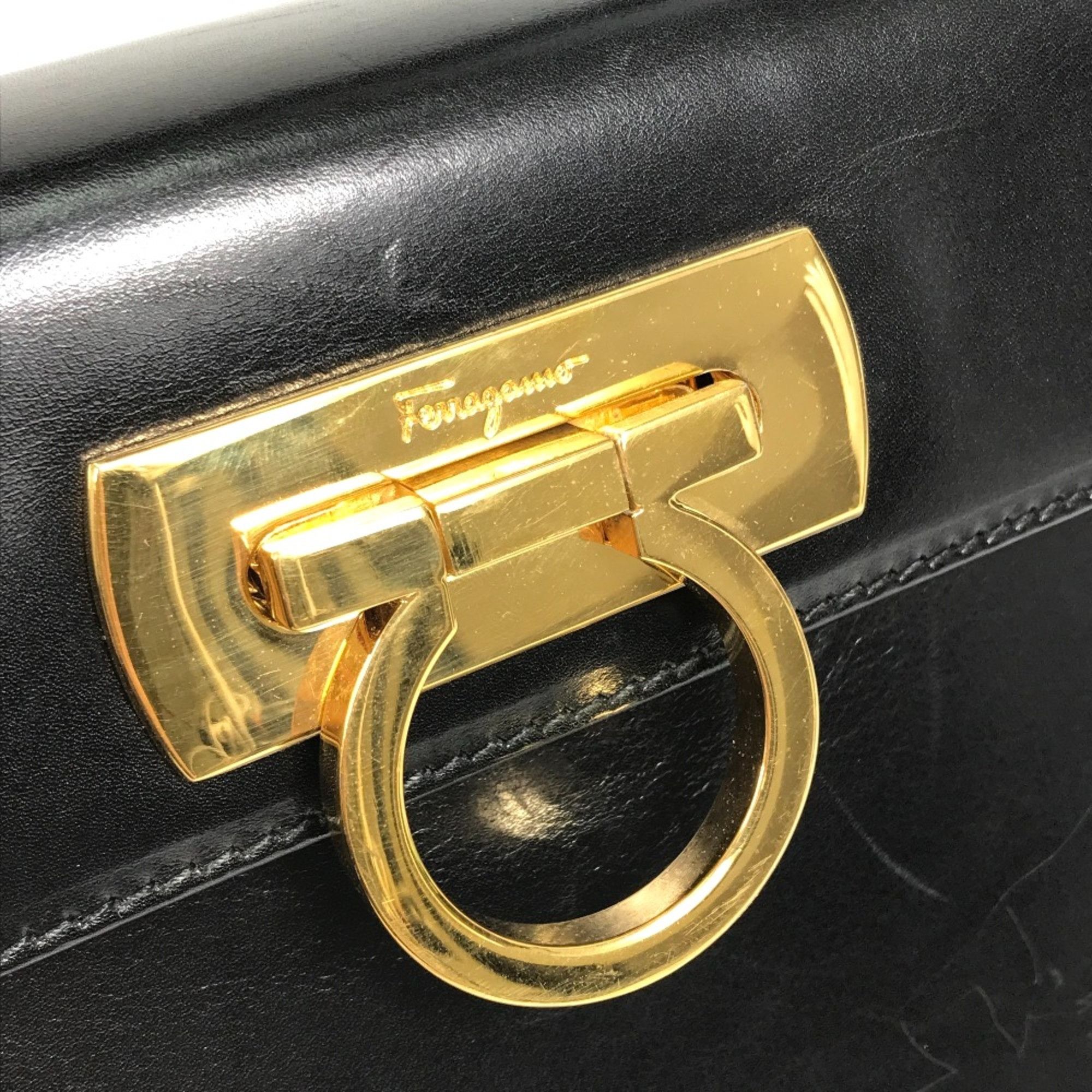 Salvatore Ferragamo Salvatore Ferragamo Shoulder 2WAY Shoulder Bag Shoulder Bag Black GoldHardware Size ONE SIZE - 10 Thumbnail