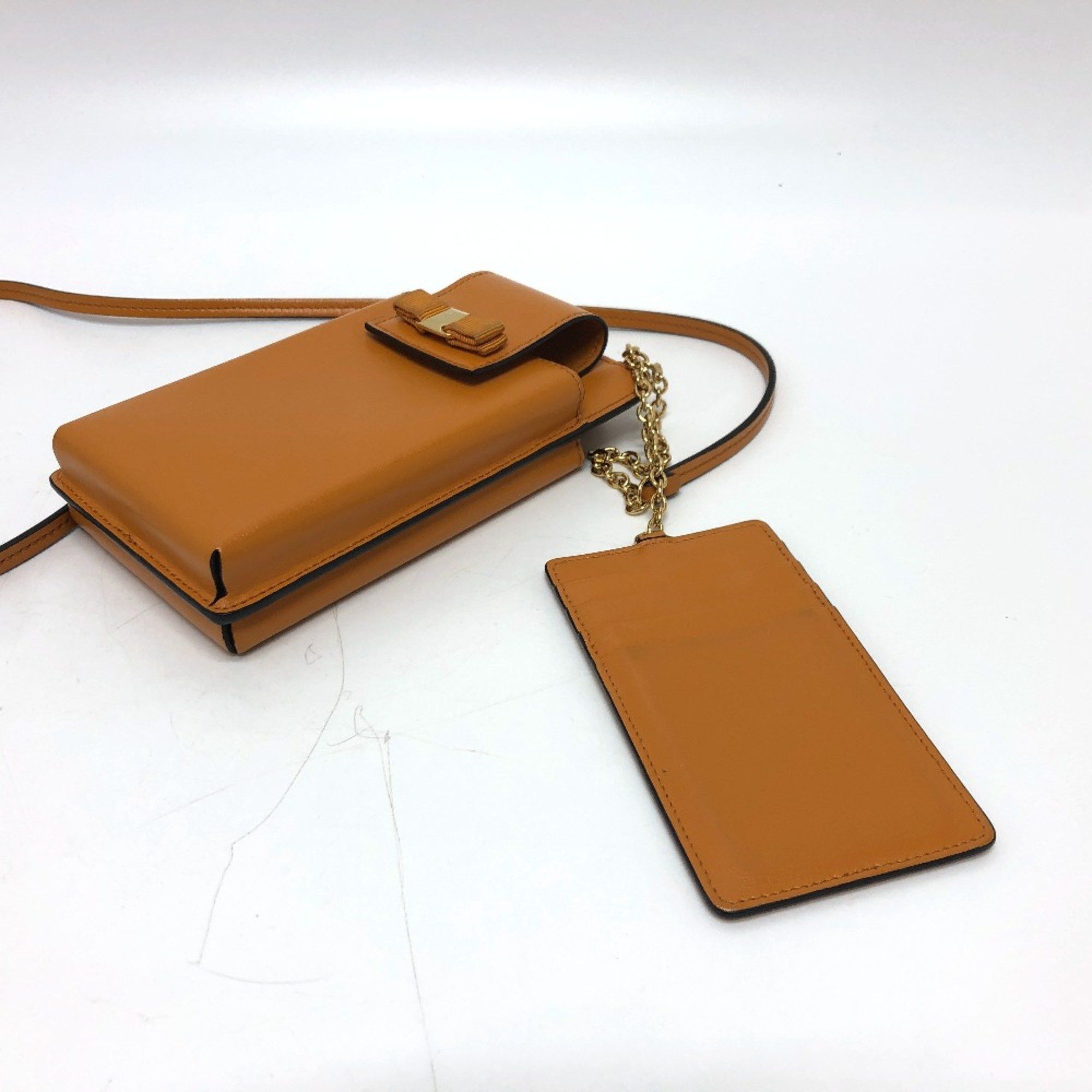 Salvatore Ferragamo Salvatore Ferragamo Mobile case Shoulder Bag Orange Brown Orange GoldHardware Size ONE SIZE - 10 Thumbnail