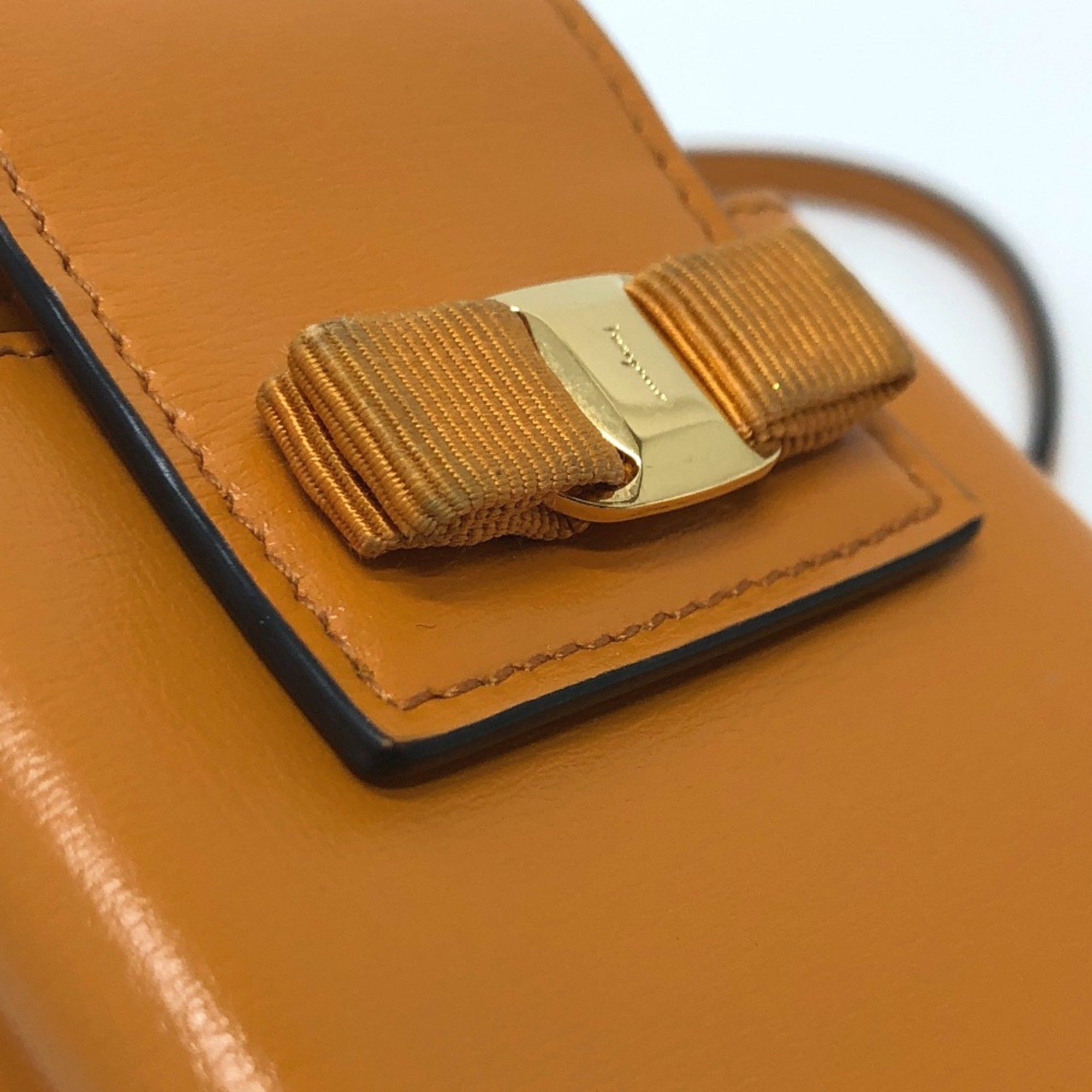 Salvatore Ferragamo Salvatore Ferragamo Mobile case Shoulder Bag Orange Brown Orange GoldHardware Size ONE SIZE - 9 Thumbnail