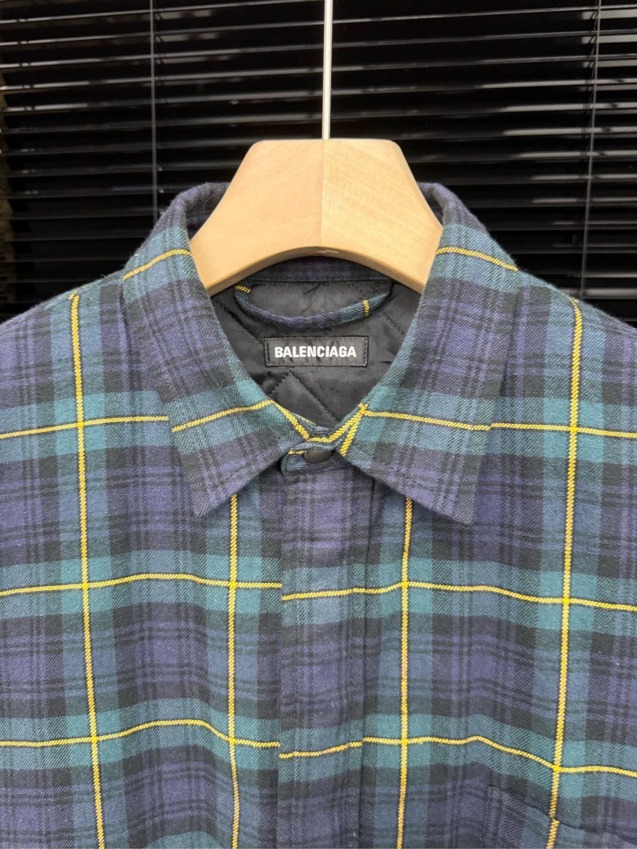 Balenciaga Balenciaga Purple Green Grid Cotton Jacket Size US XXS / EU 40 - 4 Thumbnail