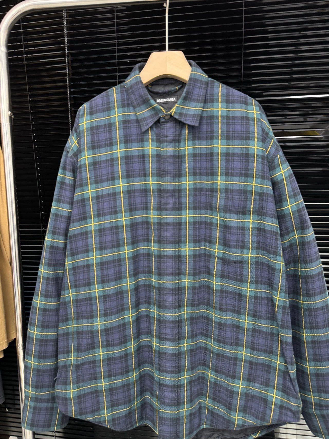 Balenciaga Balenciaga Purple Green Grid Cotton Jacket Size US XXS / EU 40 - 3 Thumbnail