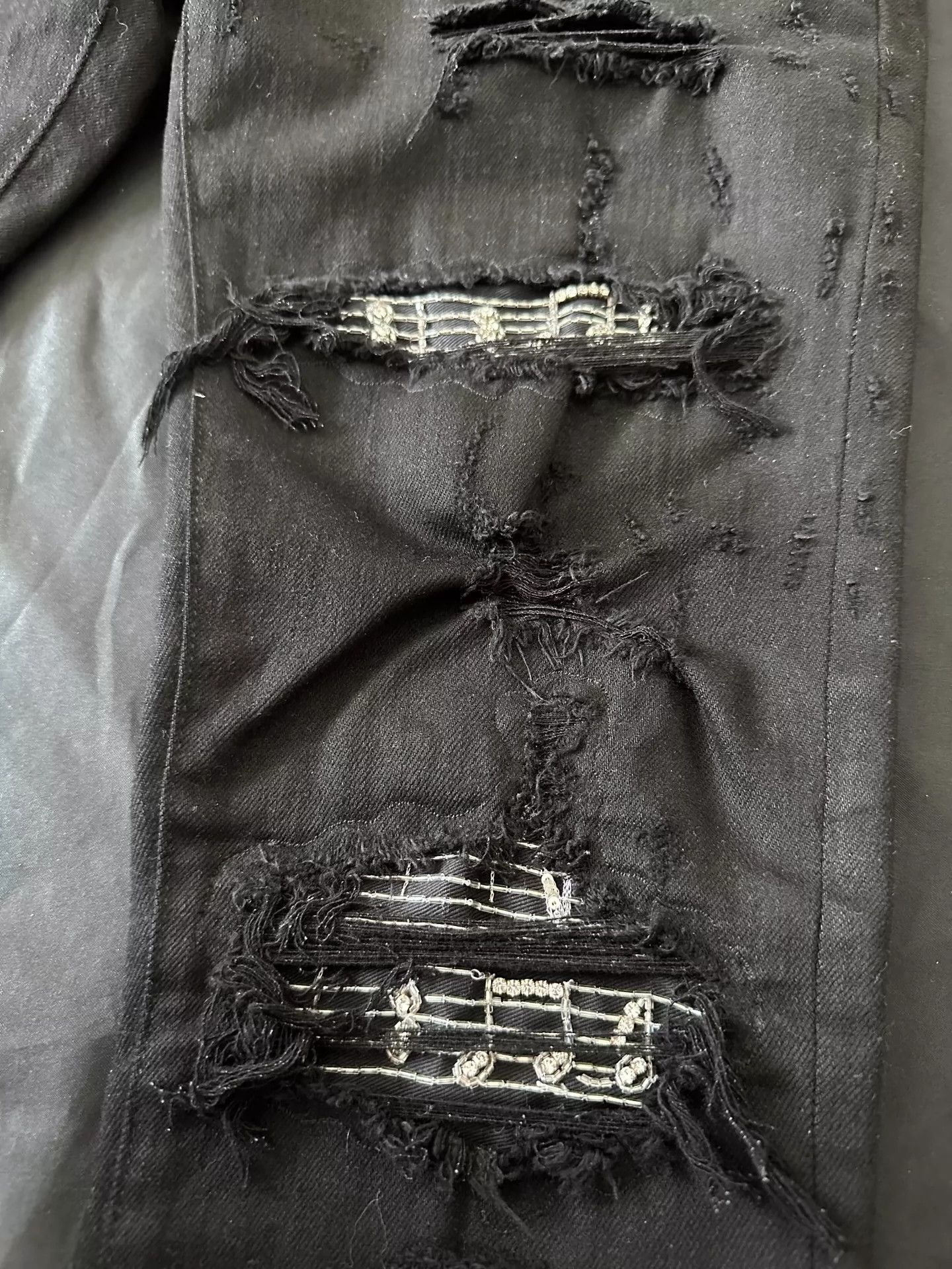 amiri 19SS MX1 Diamond Patch Skinny Jeans Denim