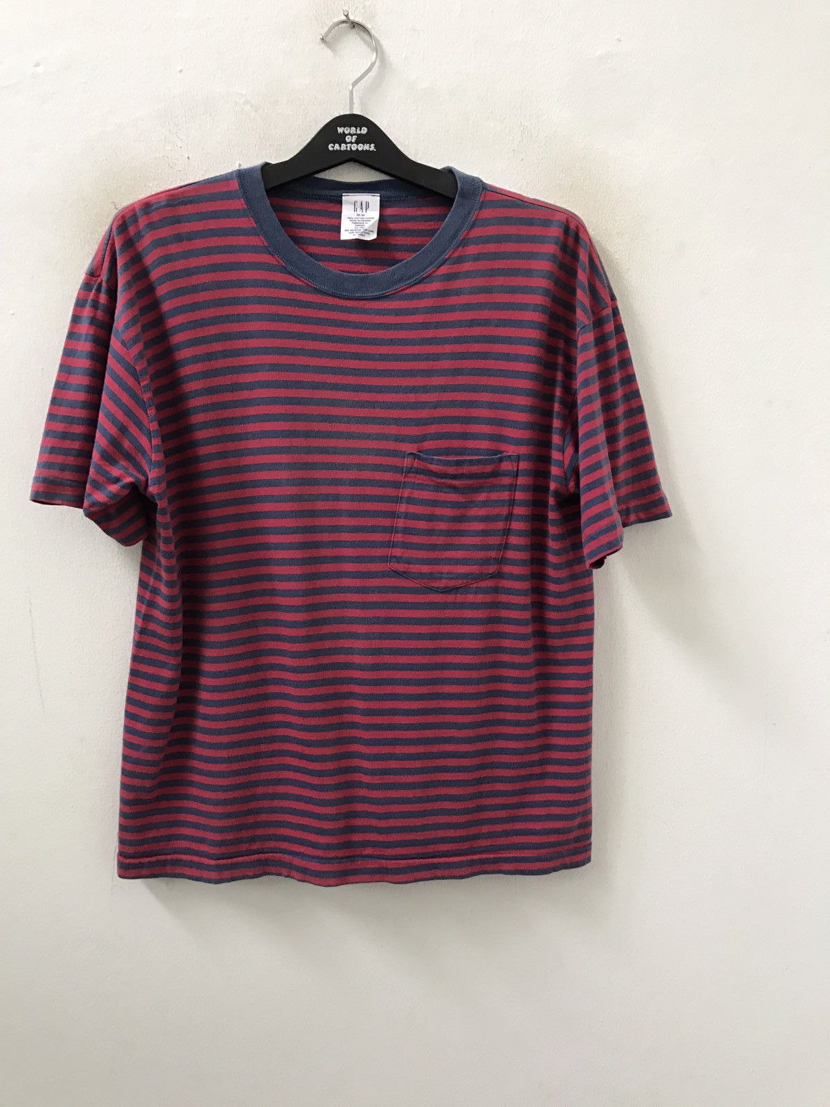 Gap × Vintage Vintage 90s Gap Border Striped Pocket t shirt Size US M / EU 48-50 / 2 - 2 Thumbnail