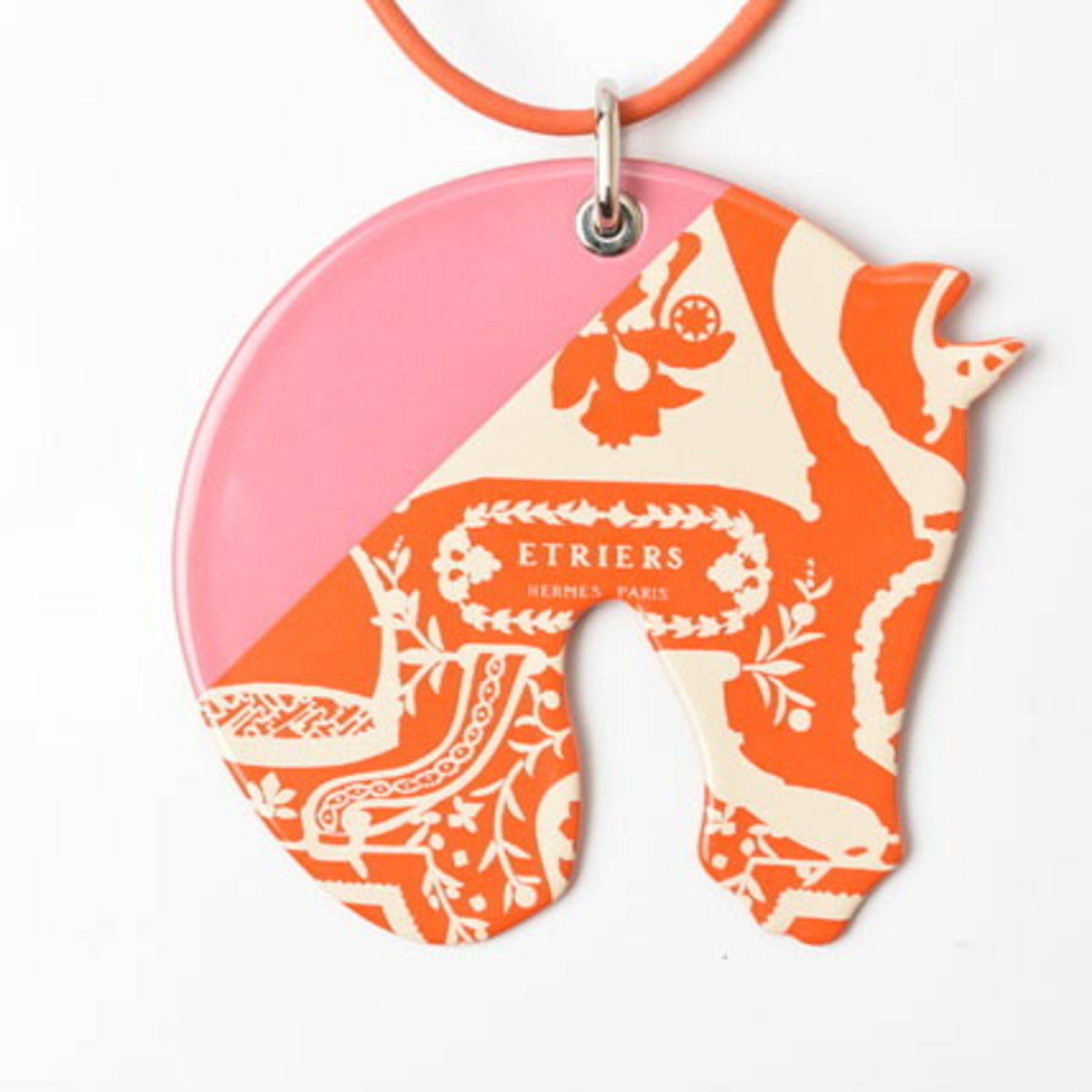 Hermes Hermes Necklace Pendant HERMES Choker Tattersall TATERSALE GM Orange Multi Rose Size ONE SIZE - 3 Thumbnail