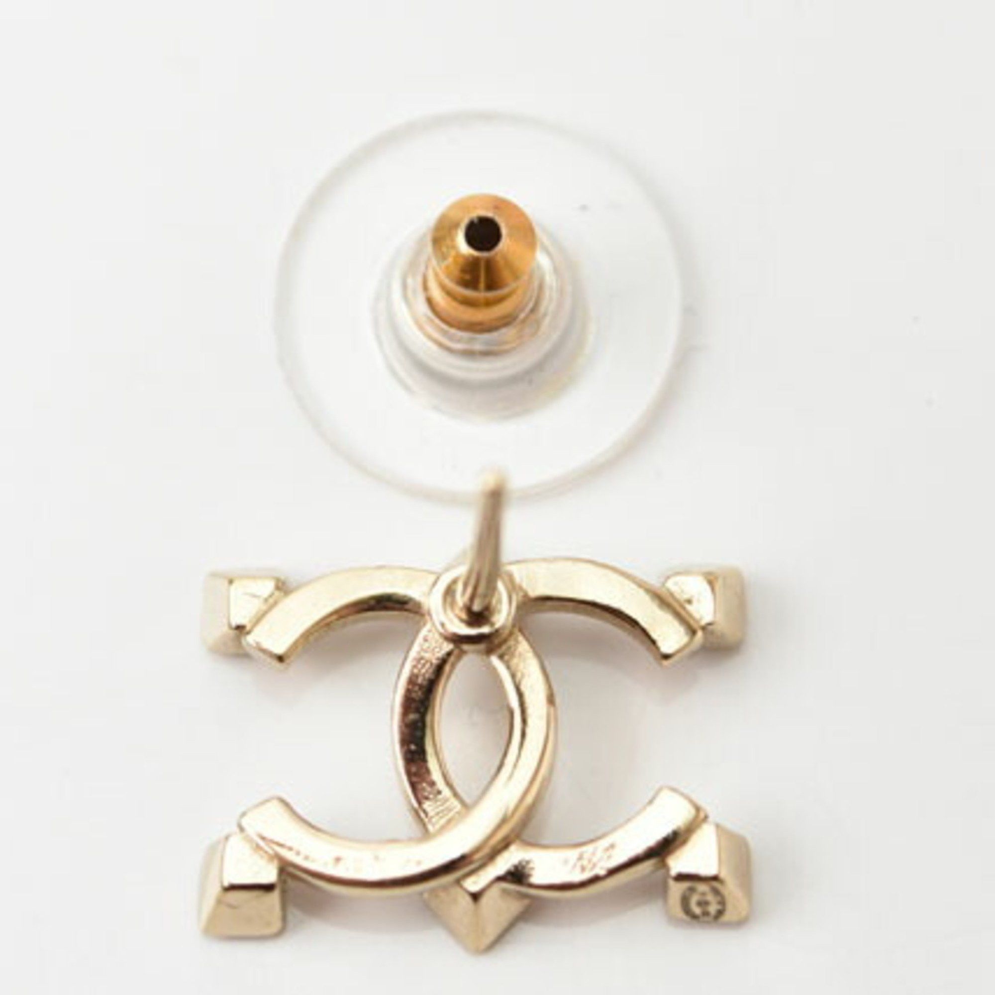 Chanel Chanel Earrings CHANEL CC Mark Rhinestone Gold Size ONE SIZE - 4 Thumbnail